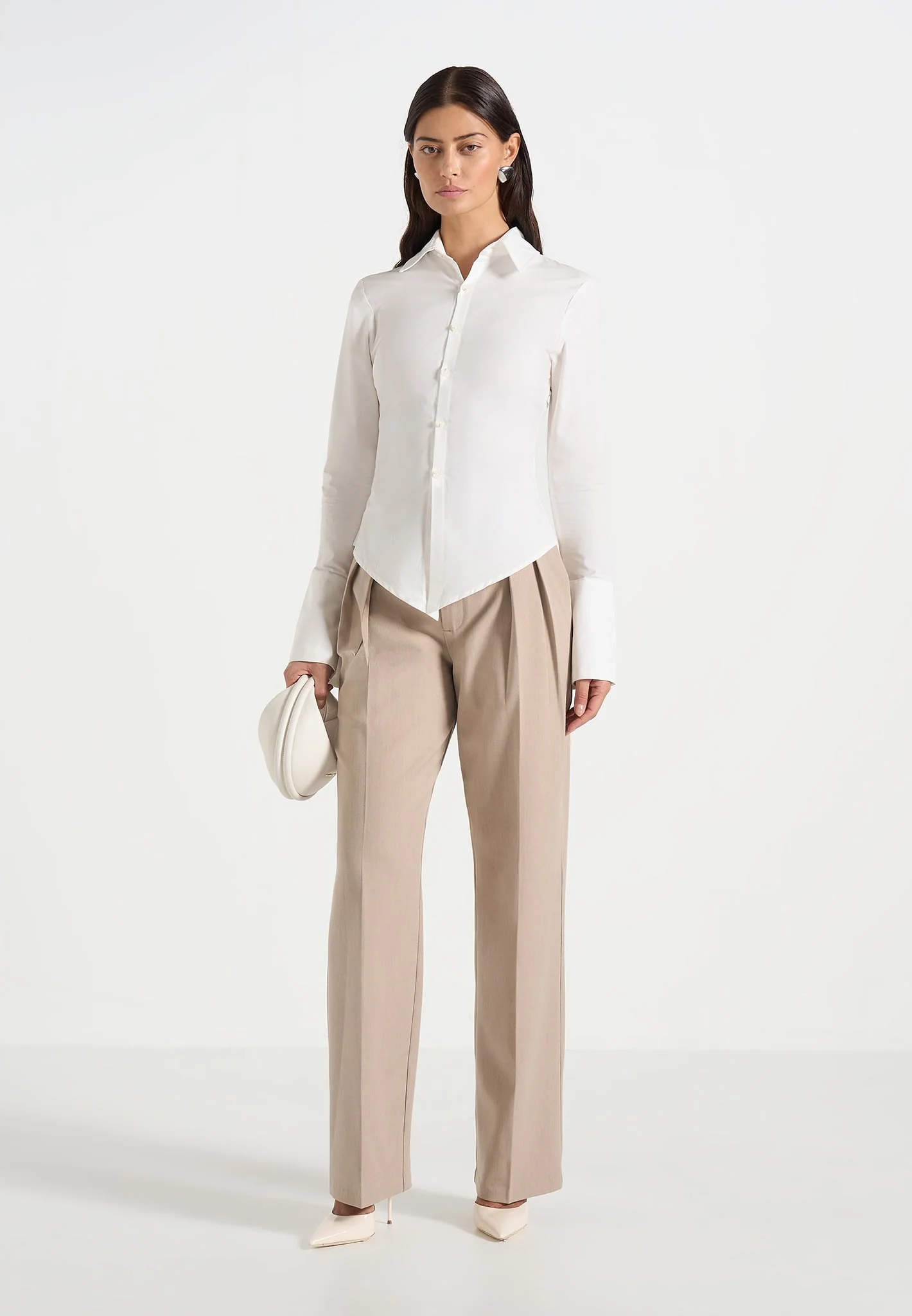 Sonia - Tailored Cotton Cinch Shirt - White - Image 2