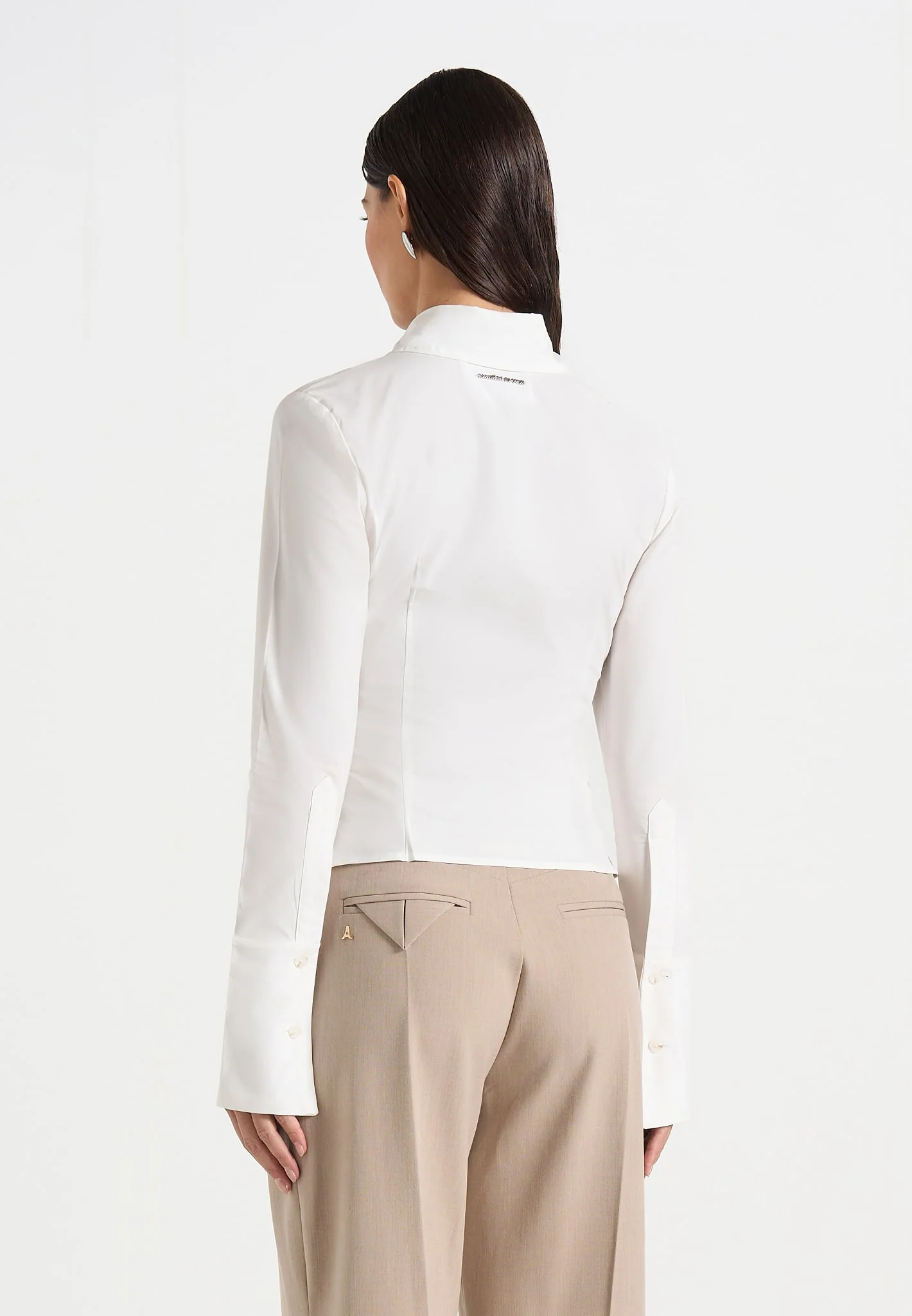 Sonia - Tailored Cotton Cinch Shirt - White - Image 4