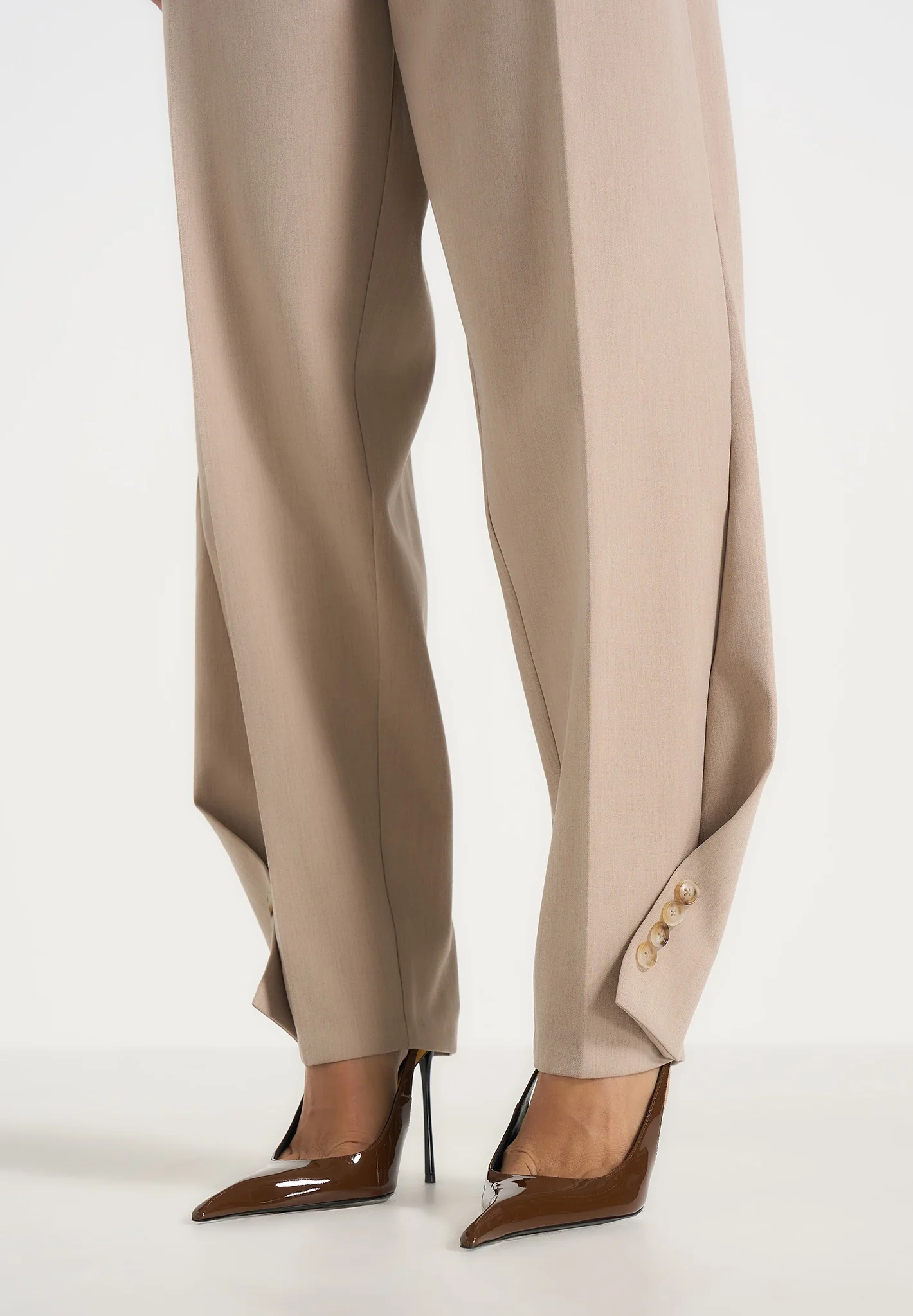 Sophie - Twist Leg Tailored Trousers - Beige - Image 3