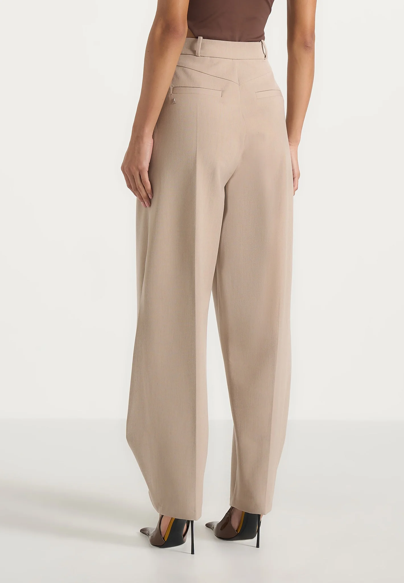 Sophie - Twist Leg Tailored Trousers - Beige - Image 4