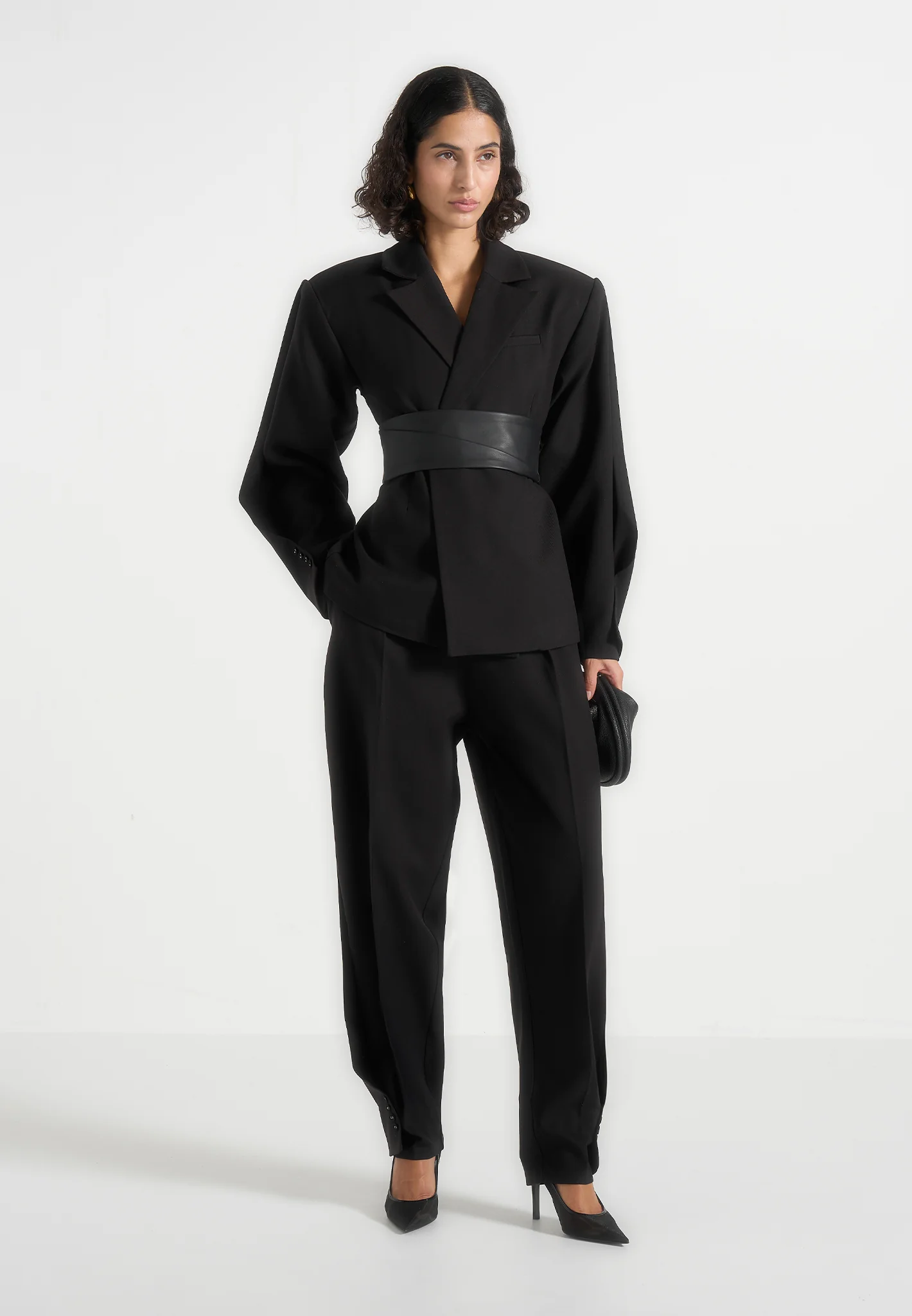 Sophie - Twist Leg Tailored Trousers - Black - Image 2