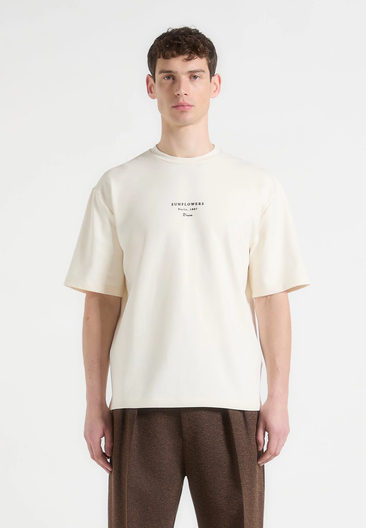 Sunflowers - Van Gogh Cotton T-Shirt - Cream - Image 2