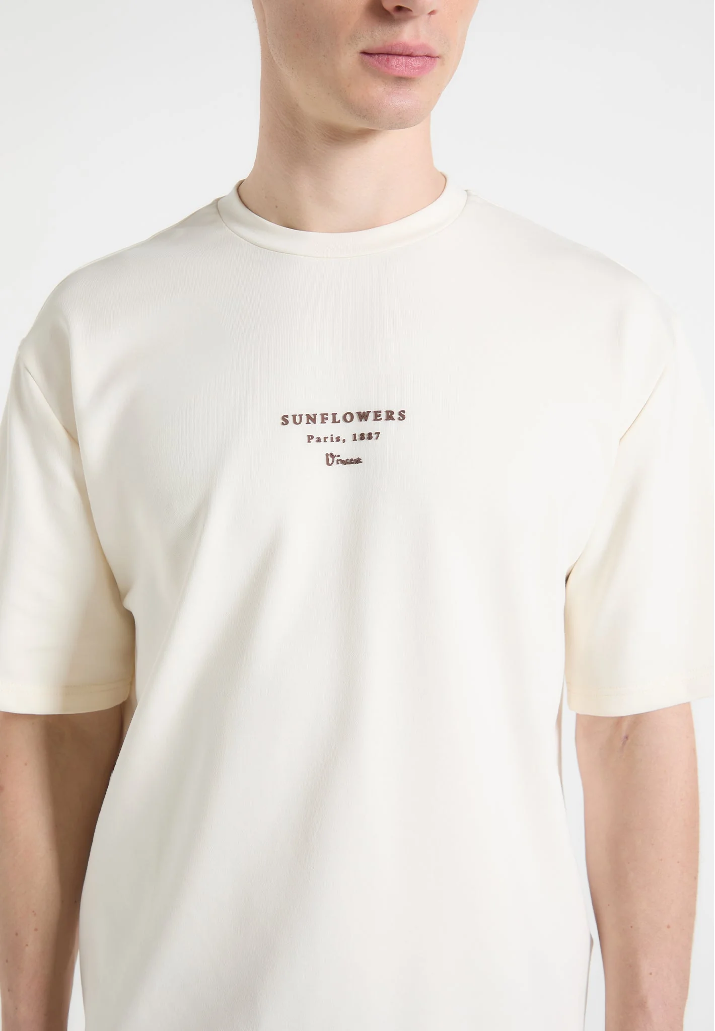 Sunflowers - Van Gogh Cotton T-Shirt - Cream - Image 4