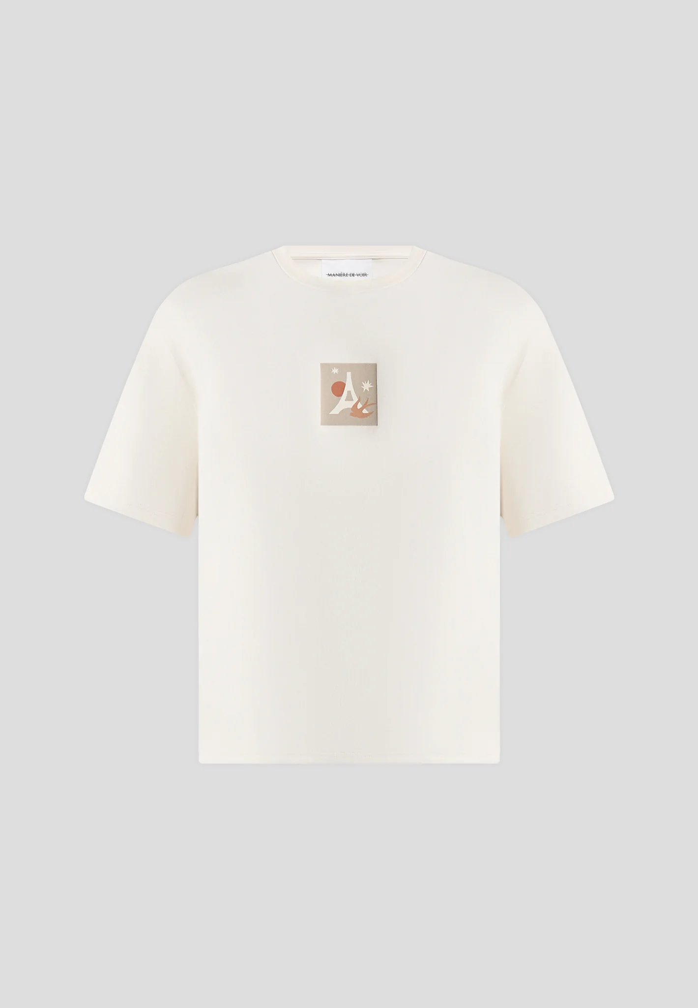 Thibault - Bird Detail Cotton T-Shirt - Cream - Image 4
