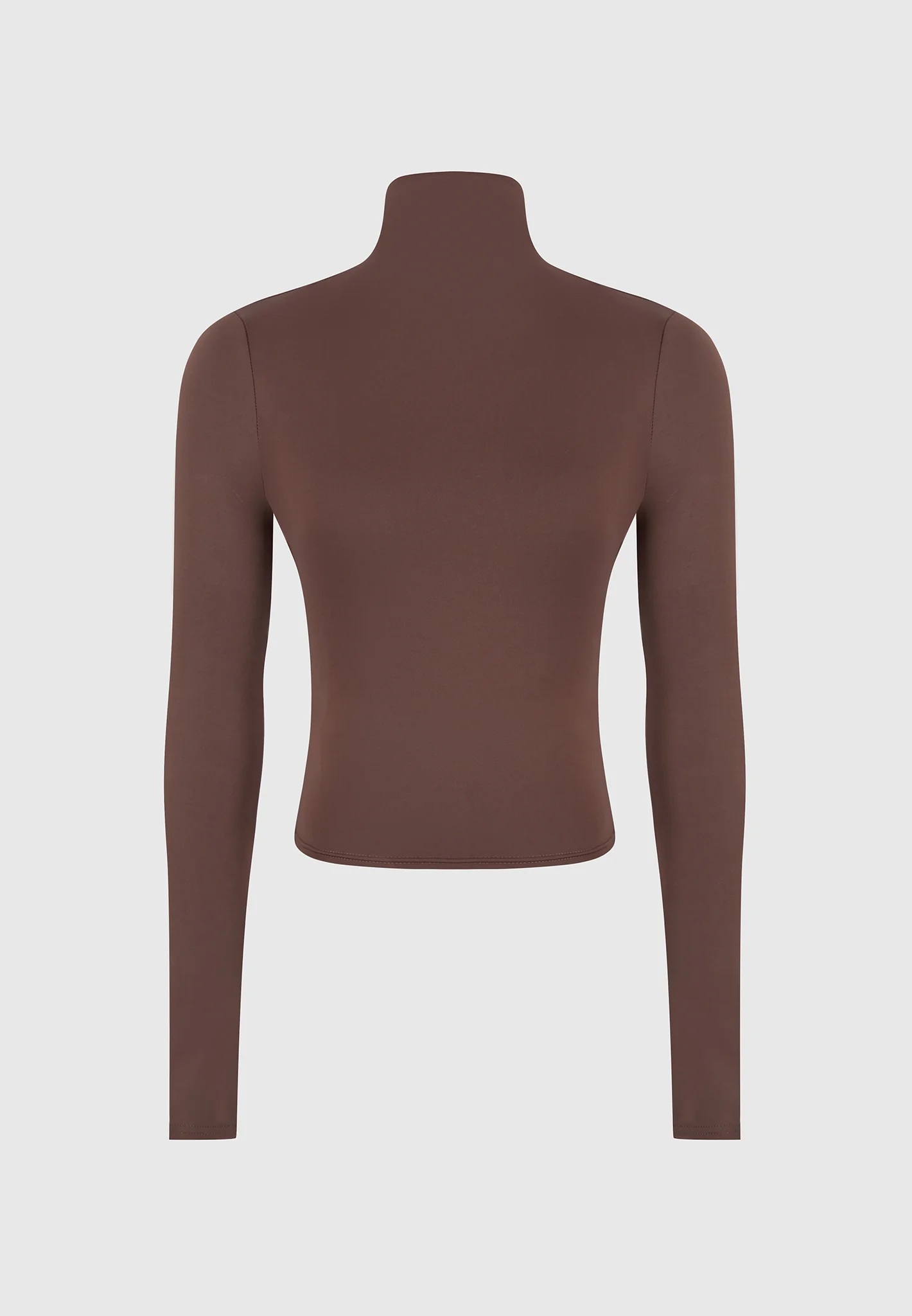 TP001 - Mock Neck Long Sleeve Top - Brown - Image 7