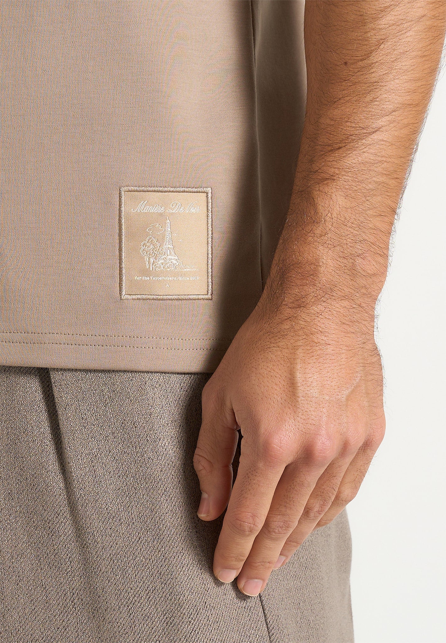 TS002 - Regular Fit Cotton T-Shirt - Taupe - Image 4