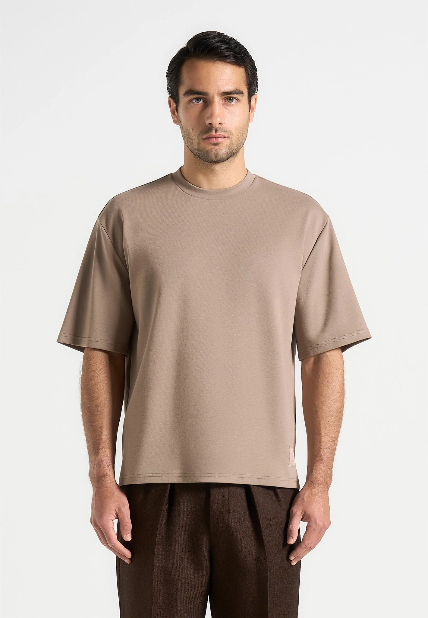 TS007 - Unisex Relaxed Fit Cotton T-Shirt - Taupe - Image 8