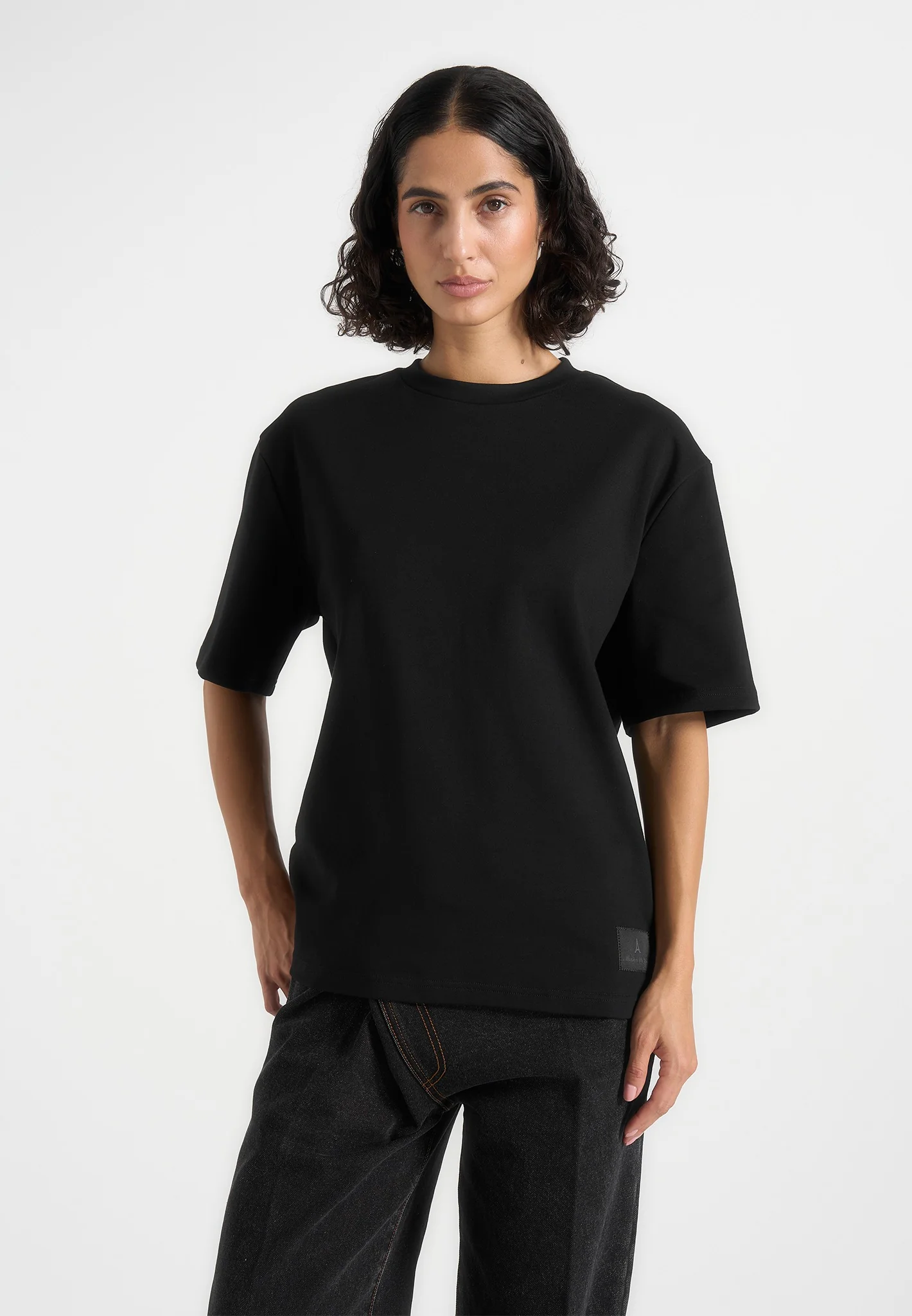 TS007 - Unisex Relaxed Fit Cotton T-Shirt - Black - Image 3