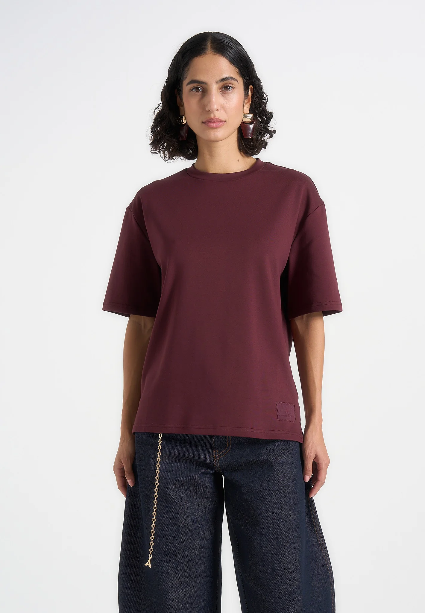 TS007 - Unisex Relaxed Fit Cotton T-Shirt - Wine Red - Image 3