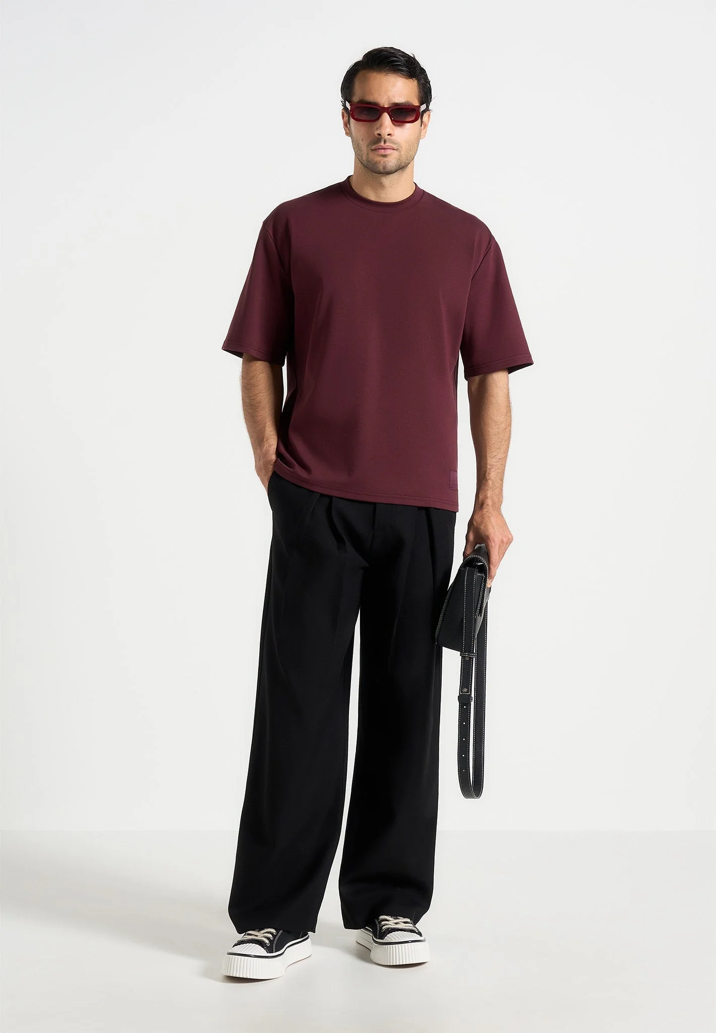 TS007 - Unisex Relaxed Fit Cotton T-Shirt - Wine Red - Image 4