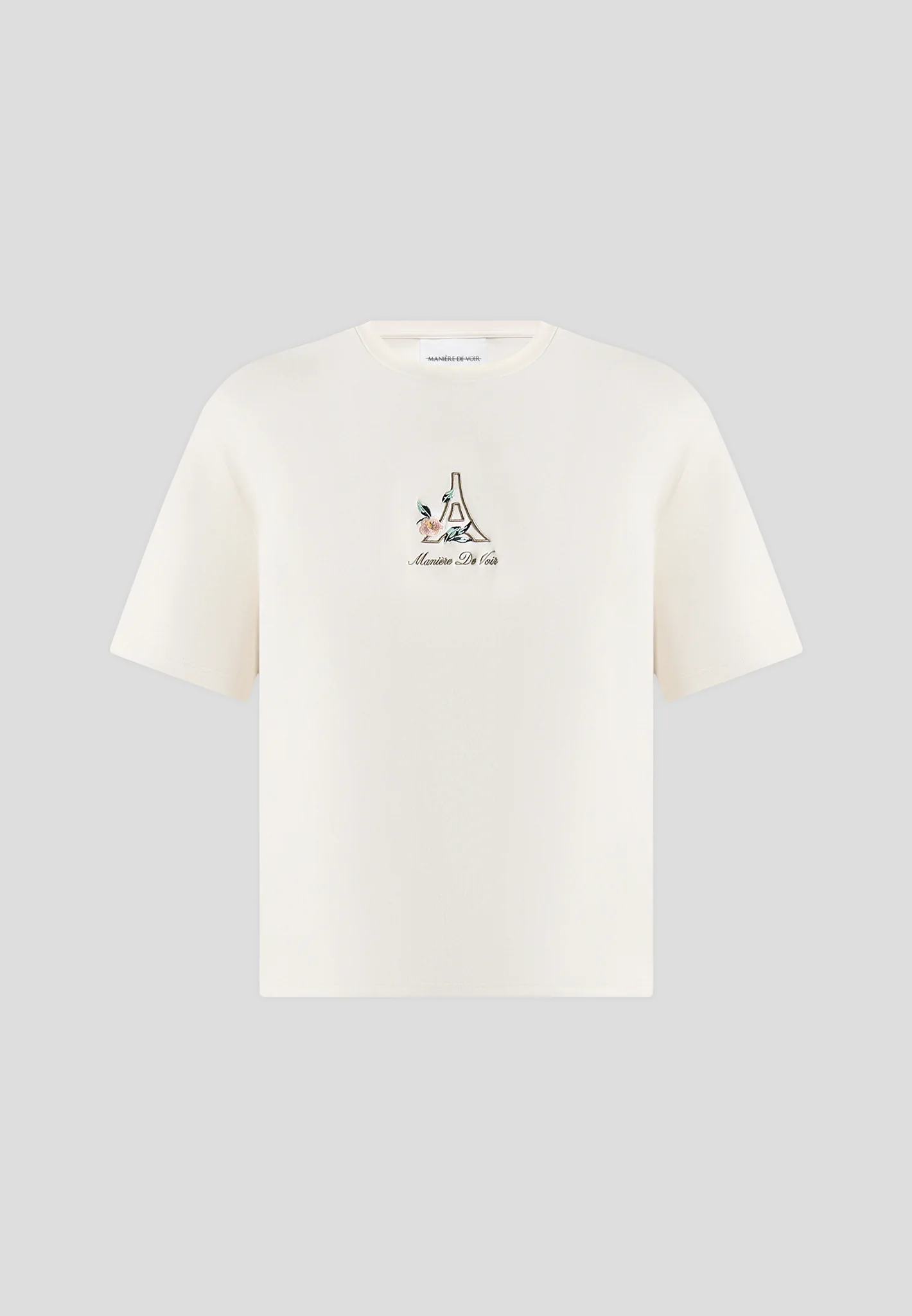 TS008 - Unisex Floral Eiffel Cotton T-Shirt - Cream - Image 8