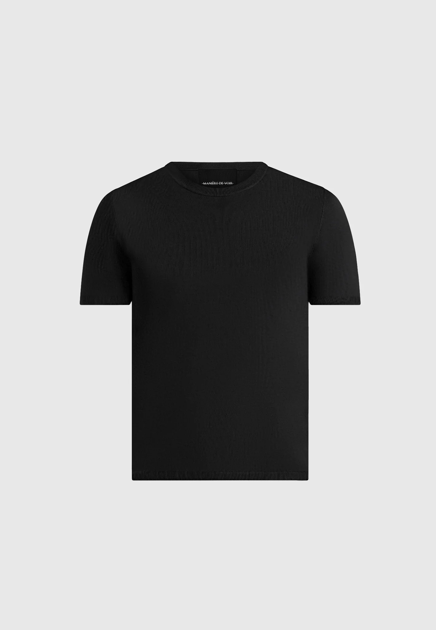 TS010 - Luxe Knitted T-Shirt - Black - Image 5