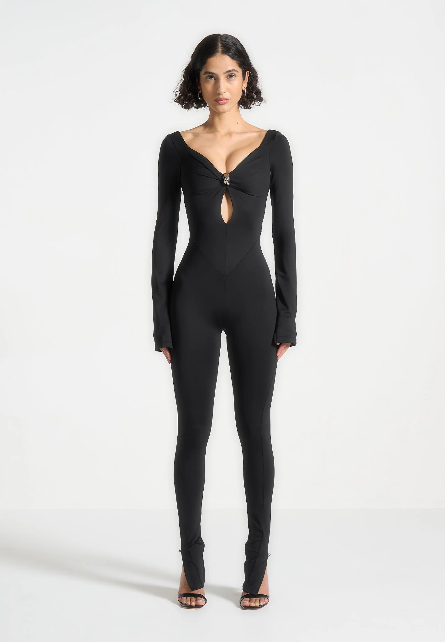 Twisted Bust Off Shoulder Jumpsuit - Black - Image 4