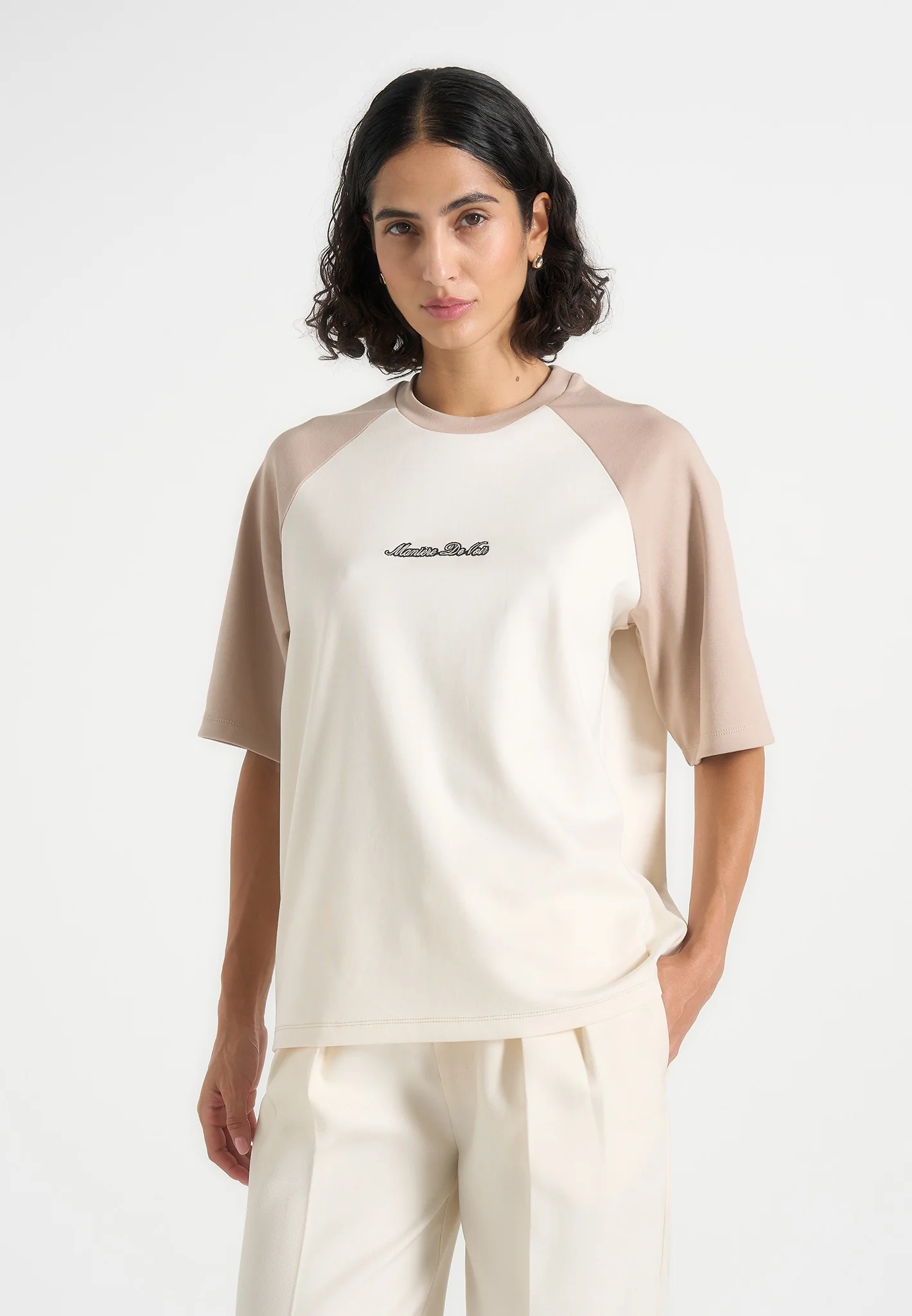 Unisex Signature Raglan Cotton T-Shirt - Cream/Beige