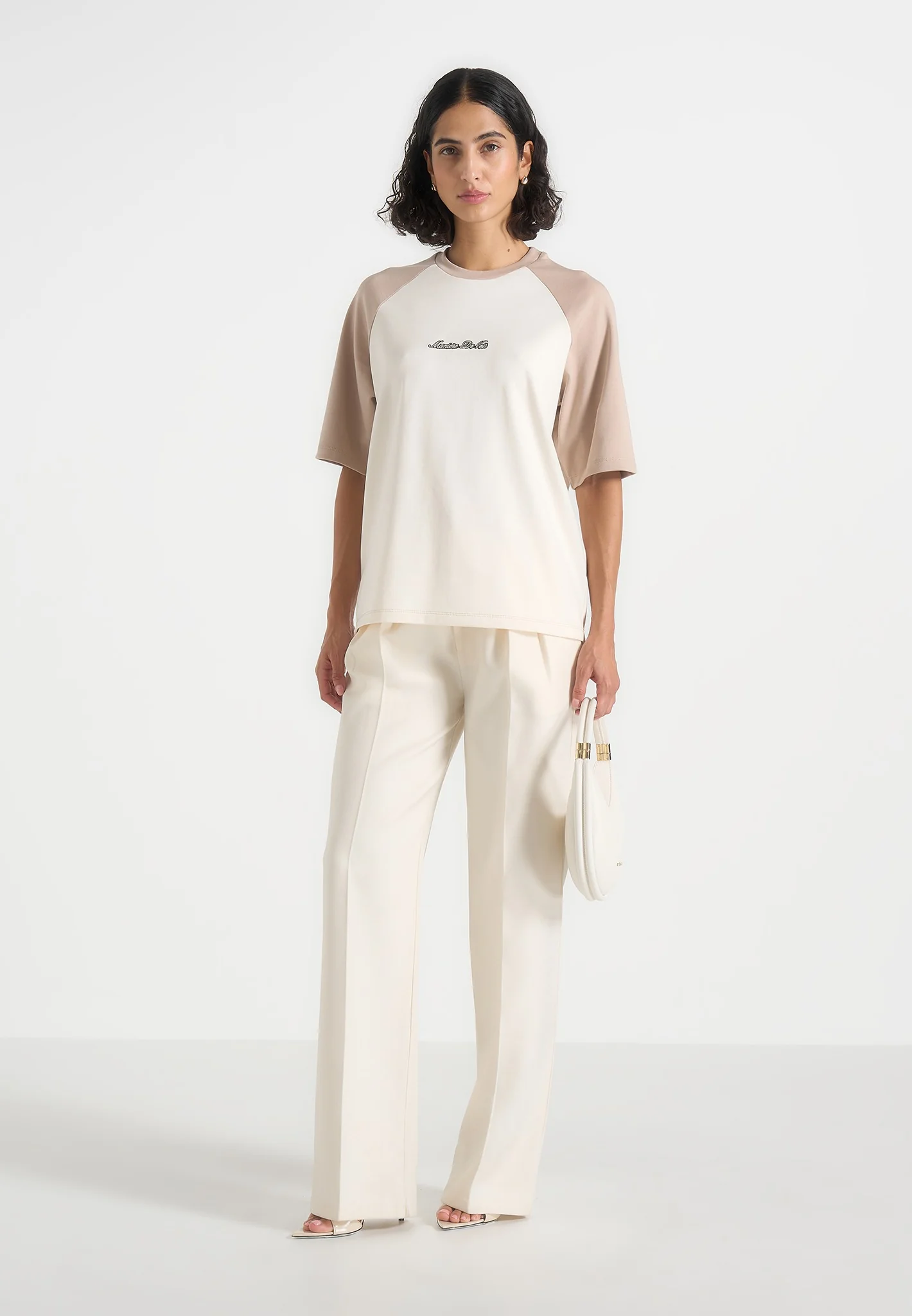 Unisex Signature Raglan Cotton T-Shirt - Cream/Beige - Image 3