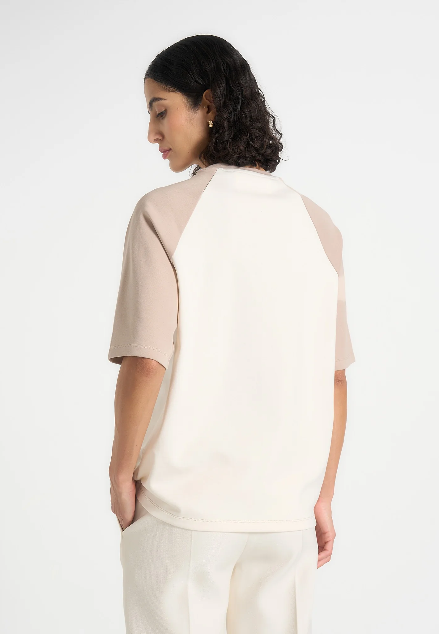 Unisex Signature Raglan Cotton T-Shirt - Cream/Beige - Image 6