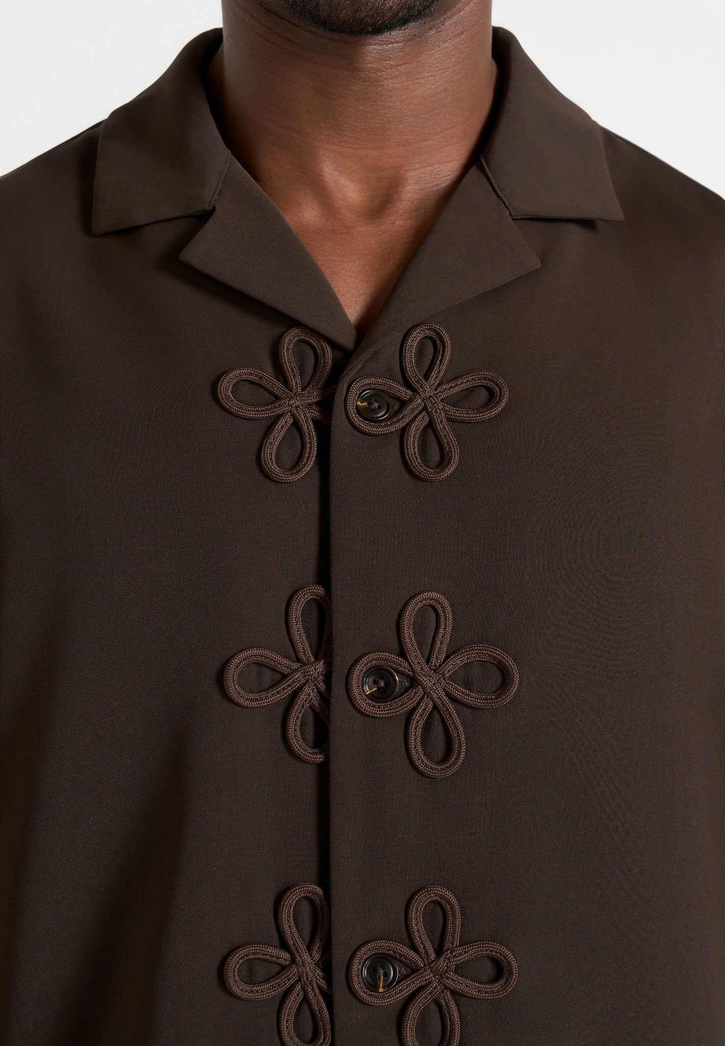 Valen - Applique Detail Long Sleeve Shirt - Brown - Image 2