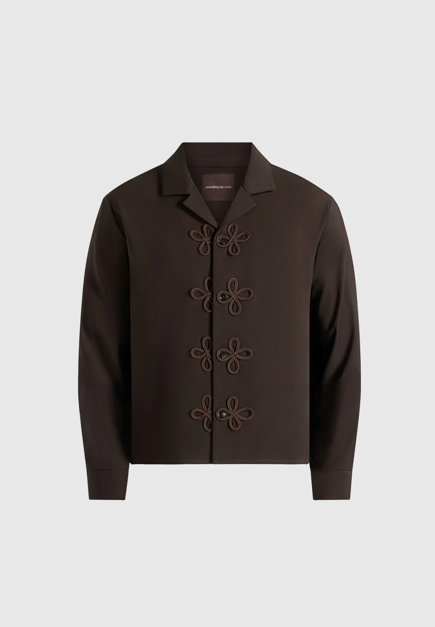 Valen - Applique Detail Long Sleeve Shirt - Brown - Image 7
