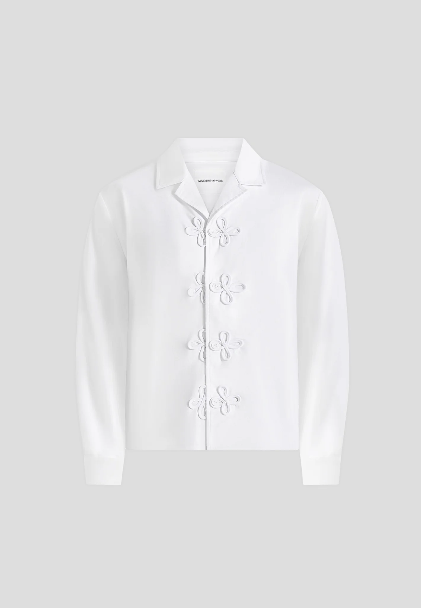 Valen - Applique Detail Long Sleeve Shirt - White - Image 4
