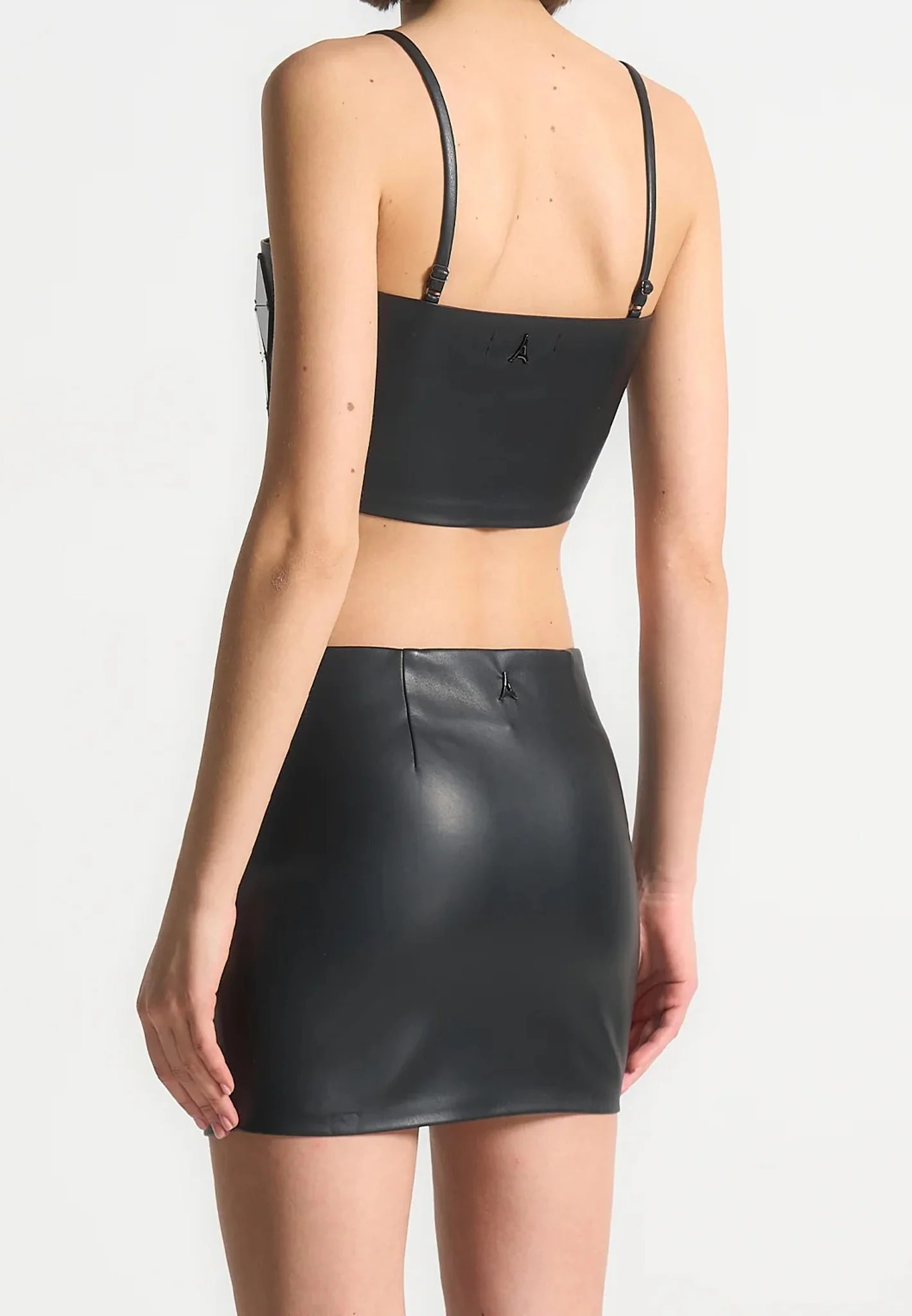 Leather Mirrored Bandeau Top - Black/Black - Image 3