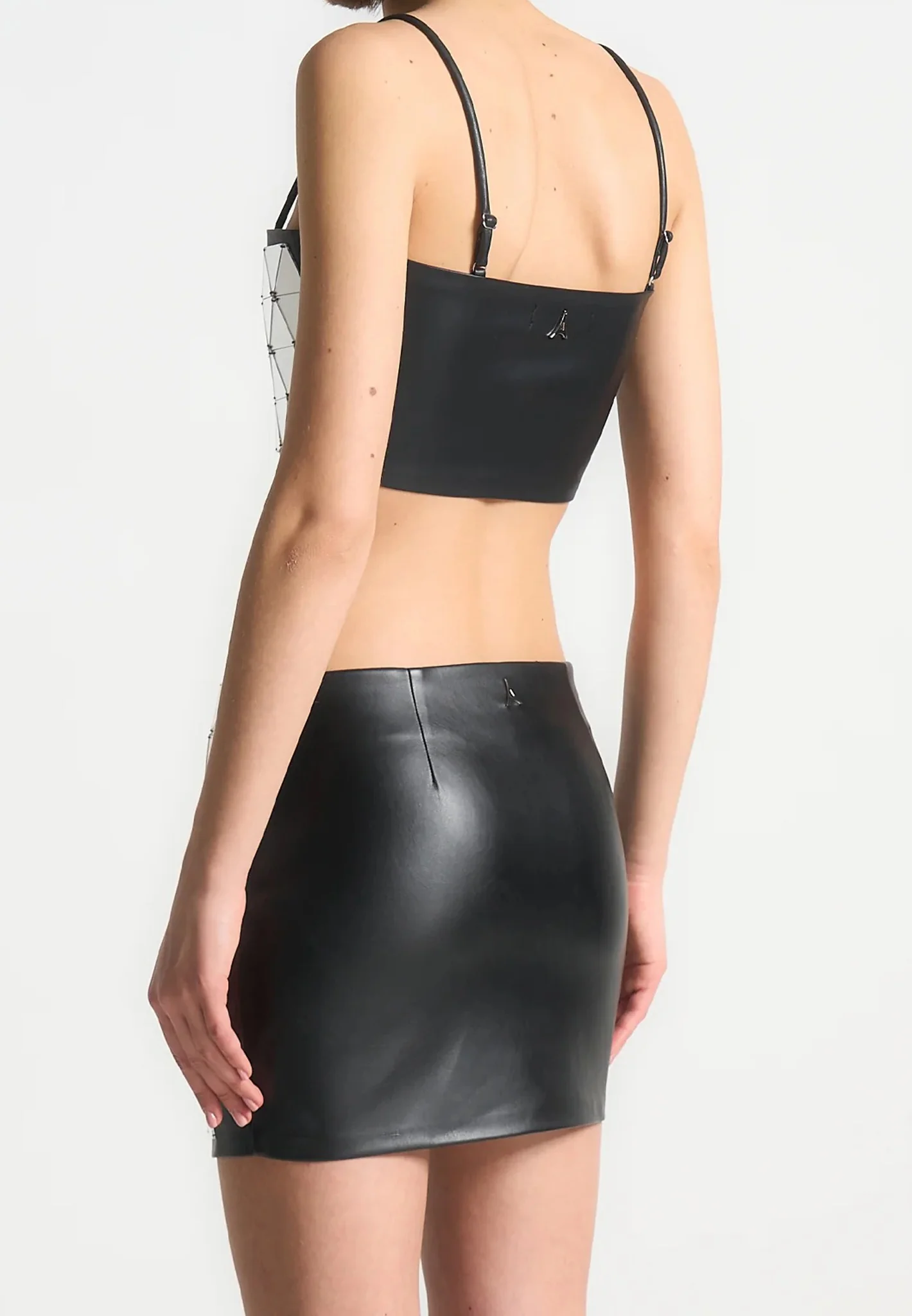 Leather Mirrored Bandeau Top - Silver/Black - Image 3