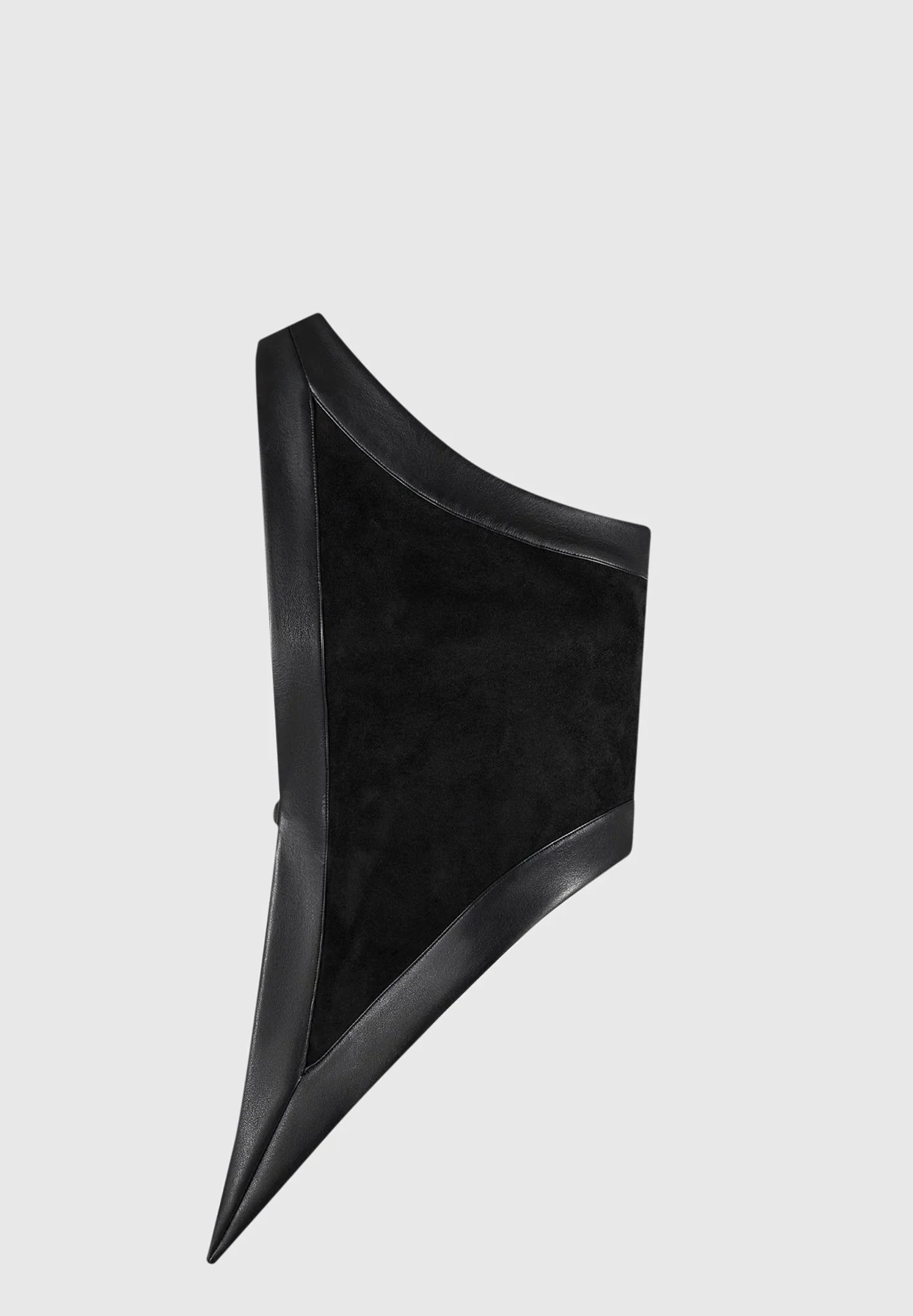 Suede & Leather Asymmetric Backless Top - Black - Image 4
