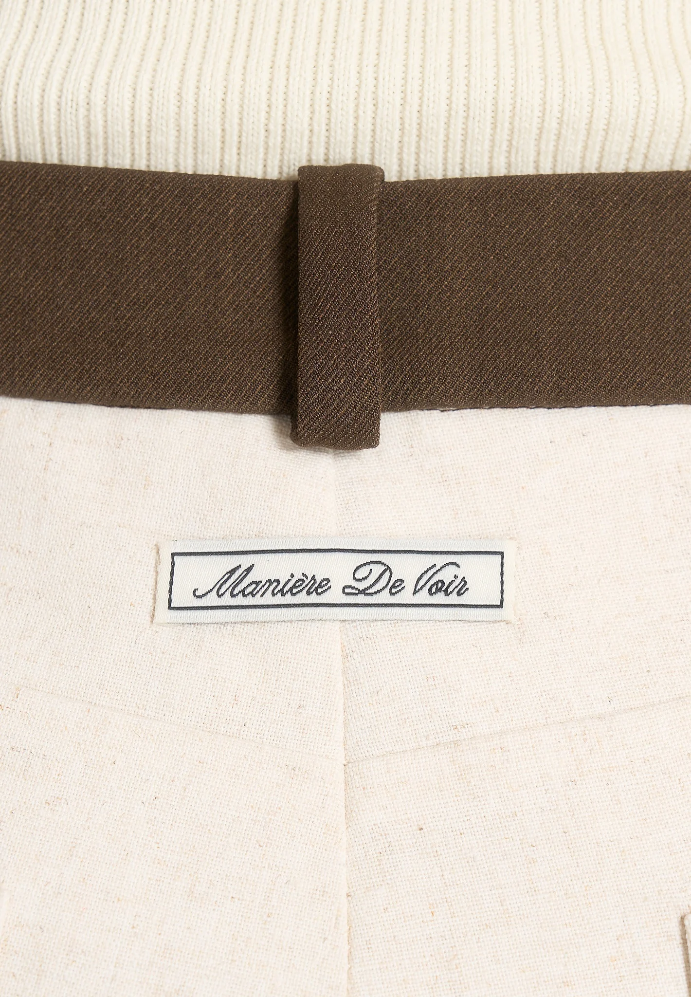 Verity - Contrast Waist Linen Mini Shorts - Natural - Image 4