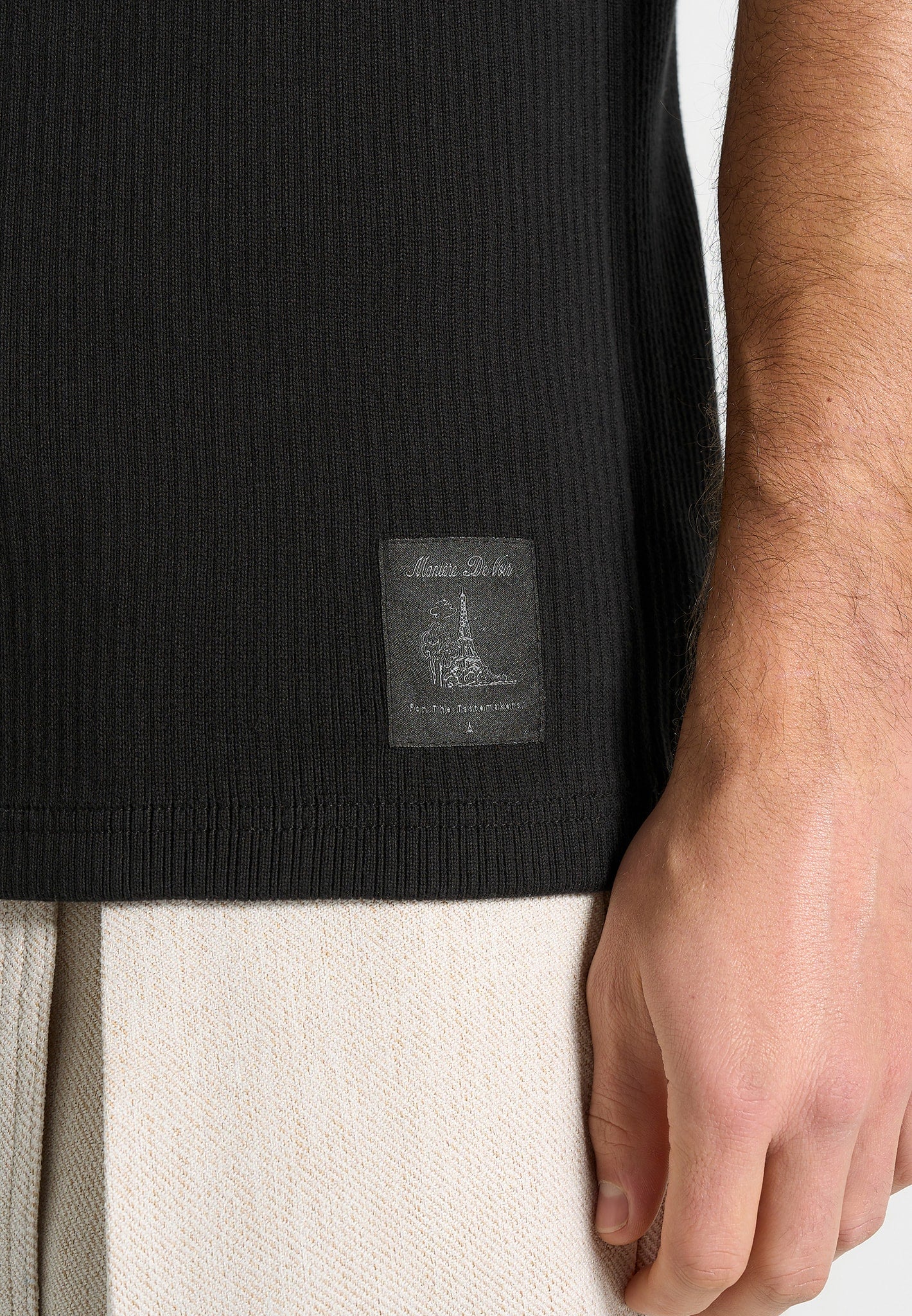 VS001 - Ribbed Cotton Vest - Black - Image 2