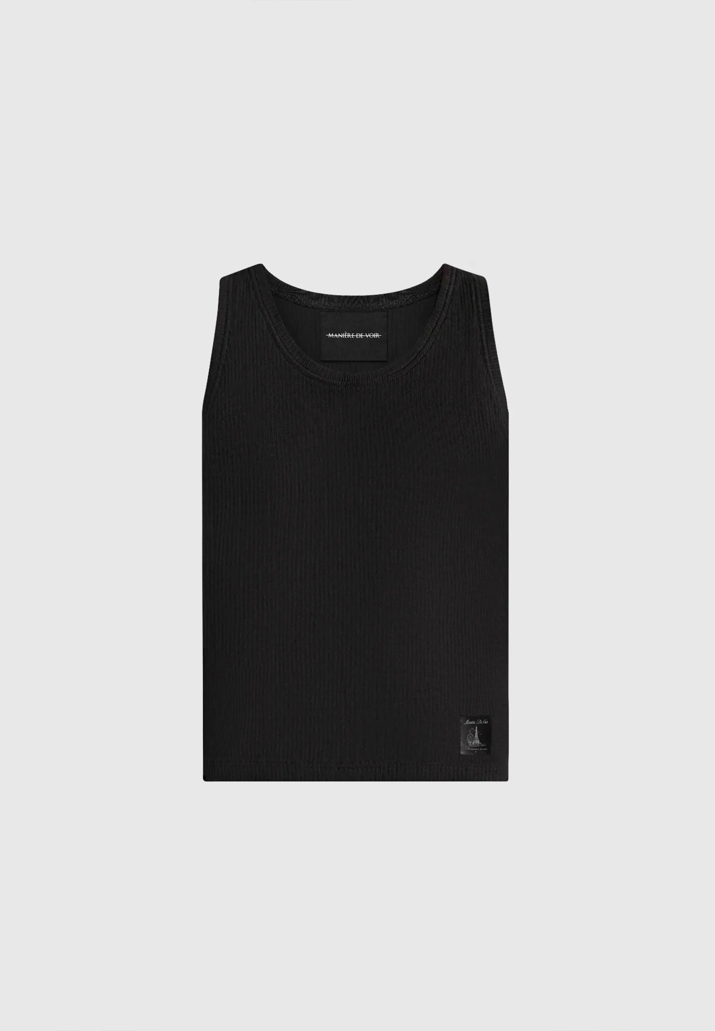 VS001 - Ribbed Cotton Vest - Black - Image 5