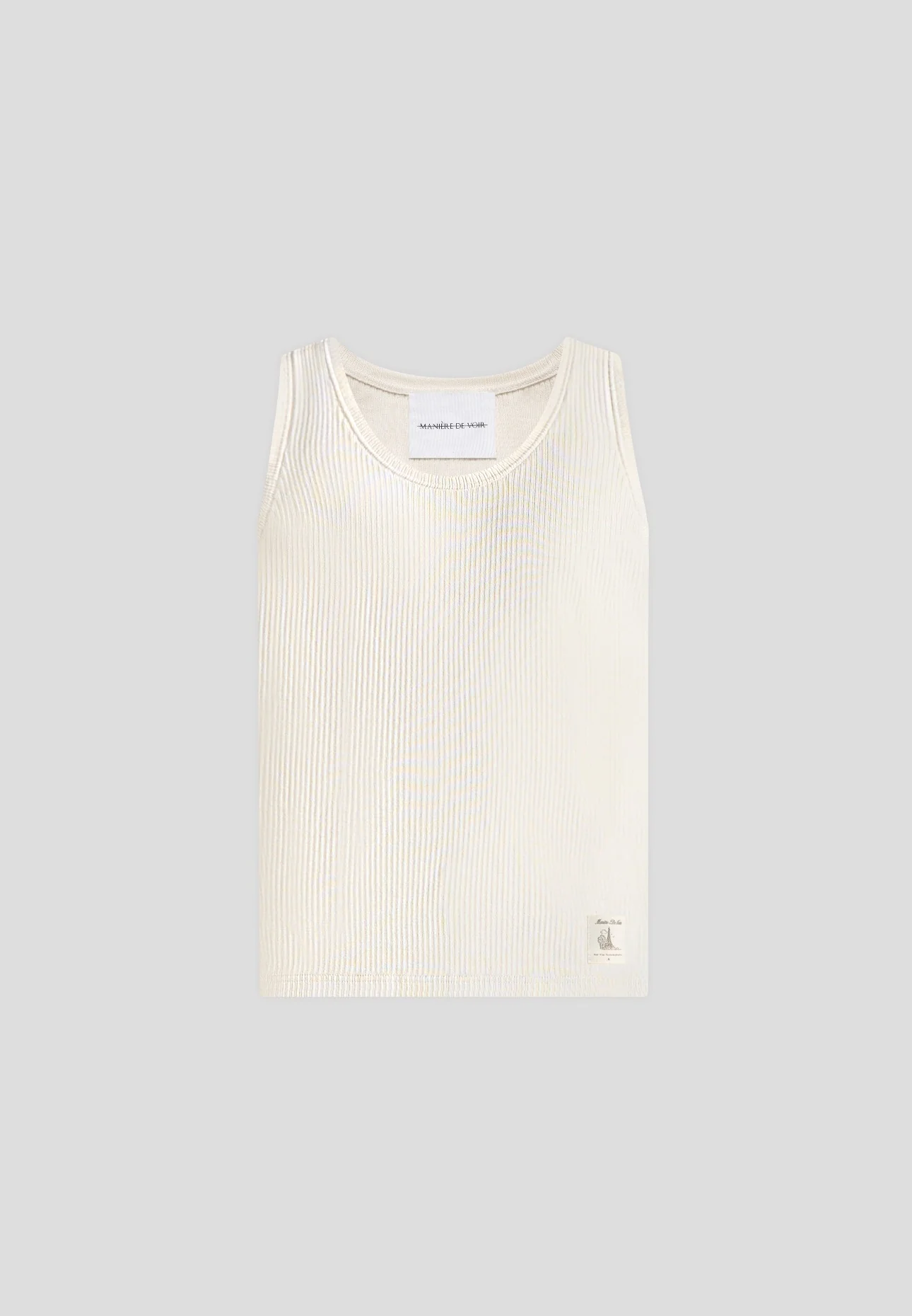 VS001 - Ribbed Cotton Vest - Cream - Image 5