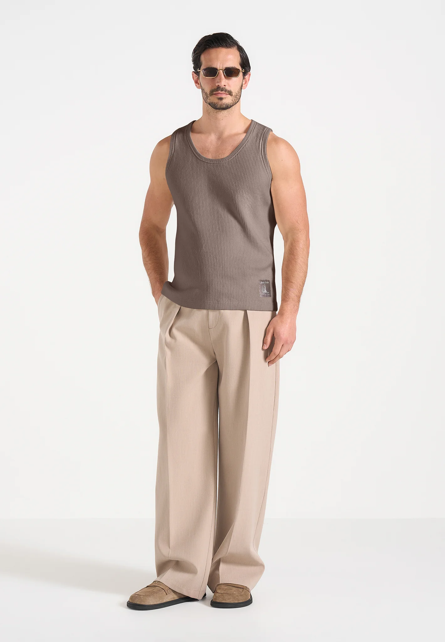 VS001 - Ribbed Cotton Vest - Mushroom