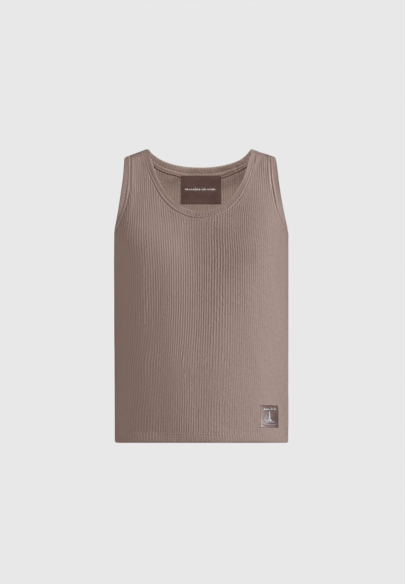 VS001 - Ribbed Cotton Vest - Mushroom - Image 5