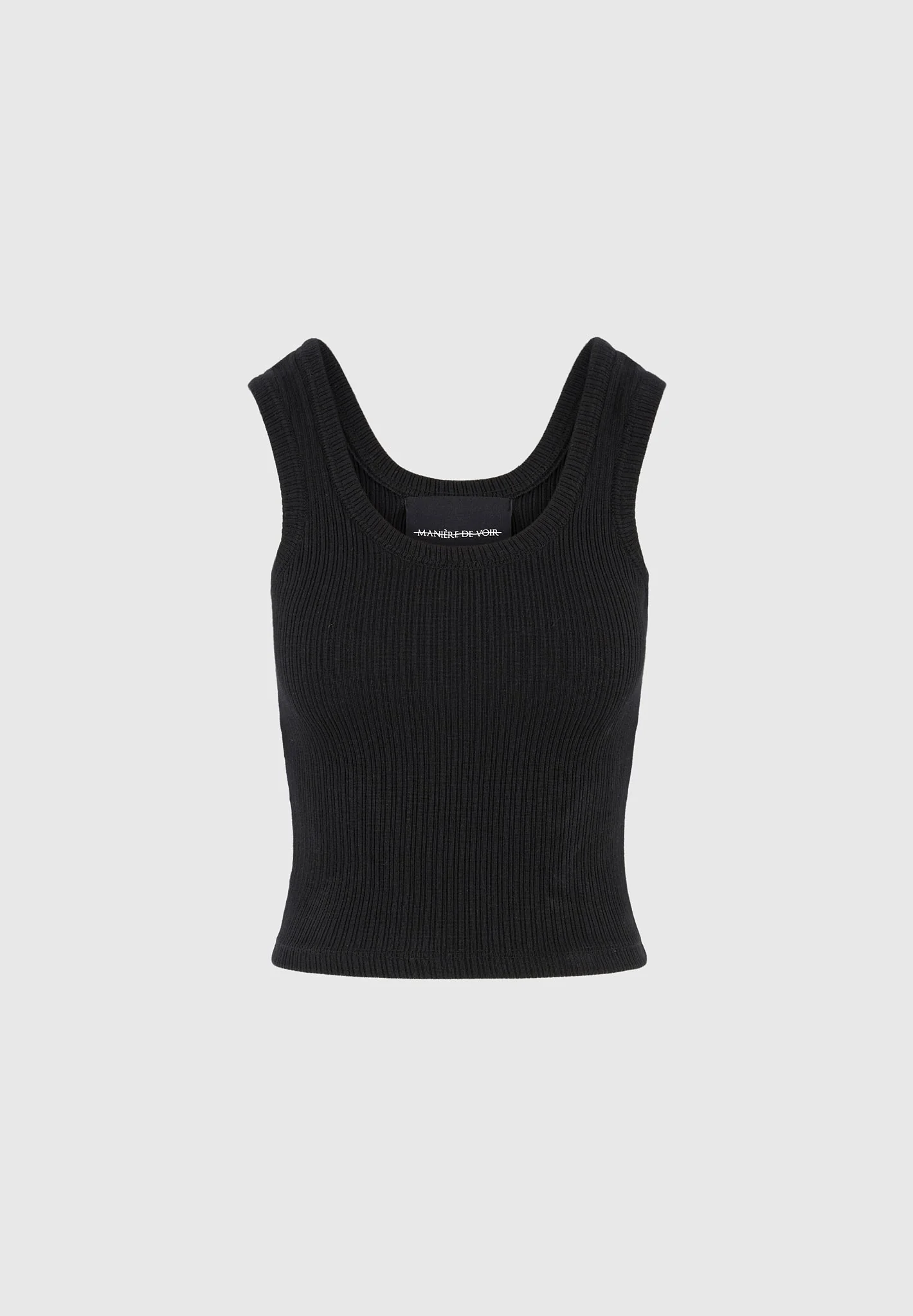 VS001 - Scoop Neck Ribbed Cotton Vest - Black - Image 5