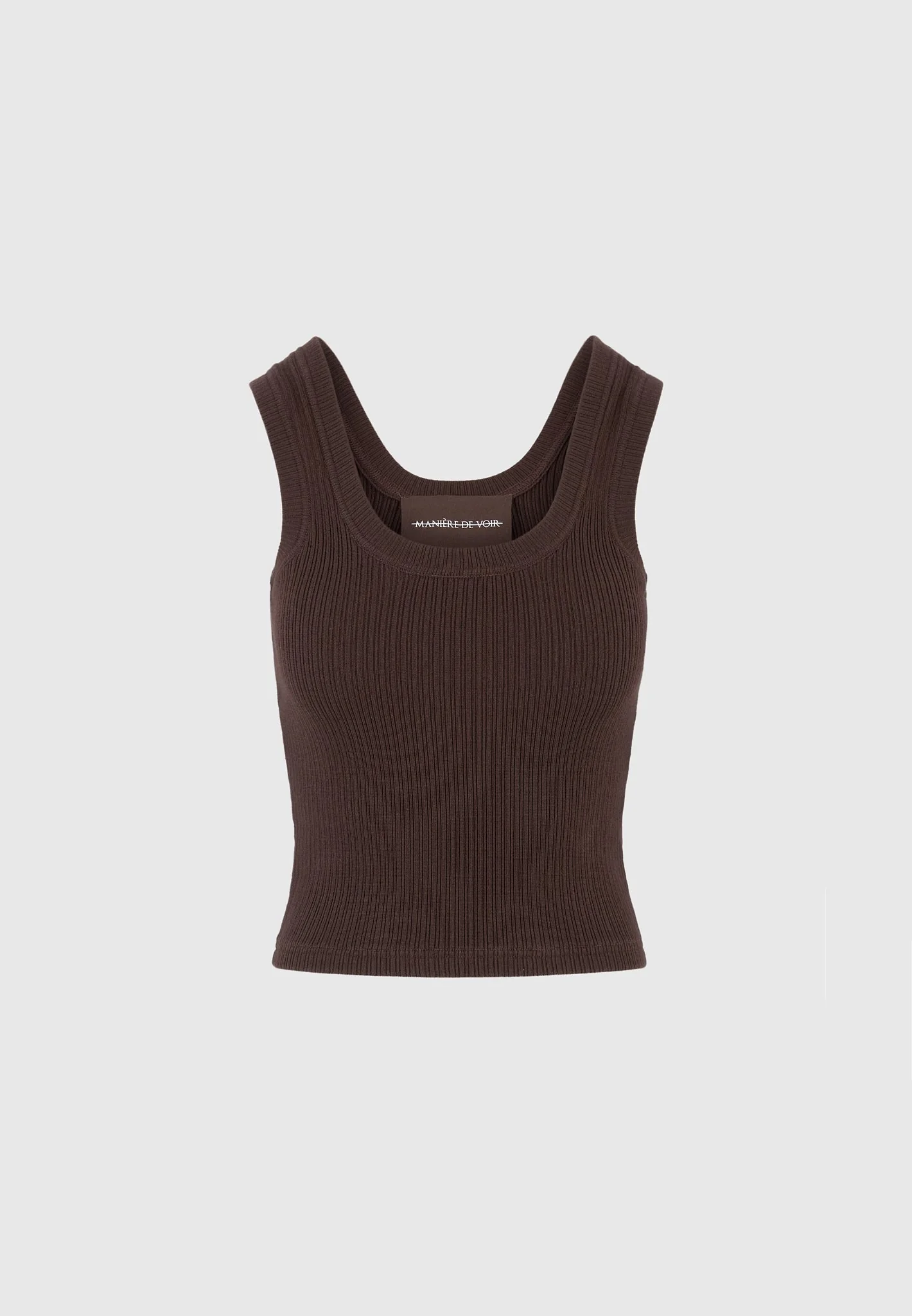 VS001 - Scoop Neck Ribbed Cotton Vest - Brown - Image 5