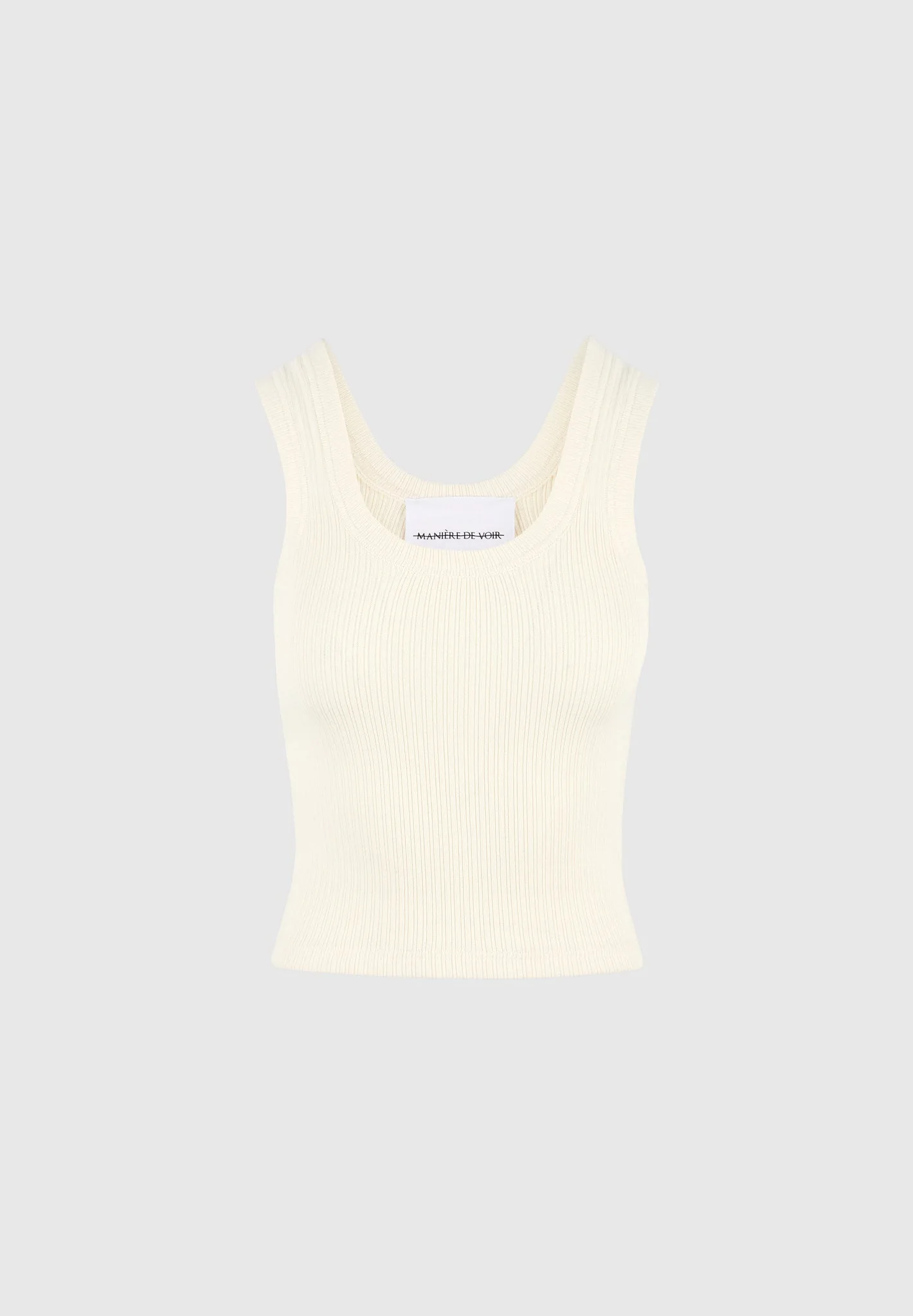 VS001 - Scoop Neck Ribbed Cotton Vest - Cream - Image 5
