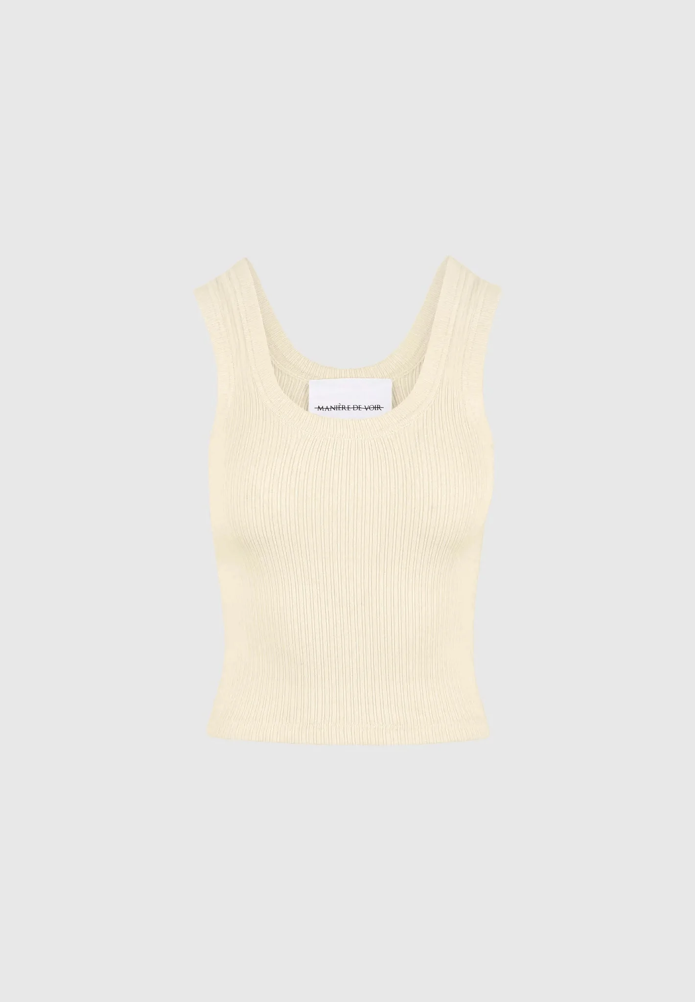 VS001 - Scoop Neck Ribbed Cotton Vest - Pale Yellow - Image 5