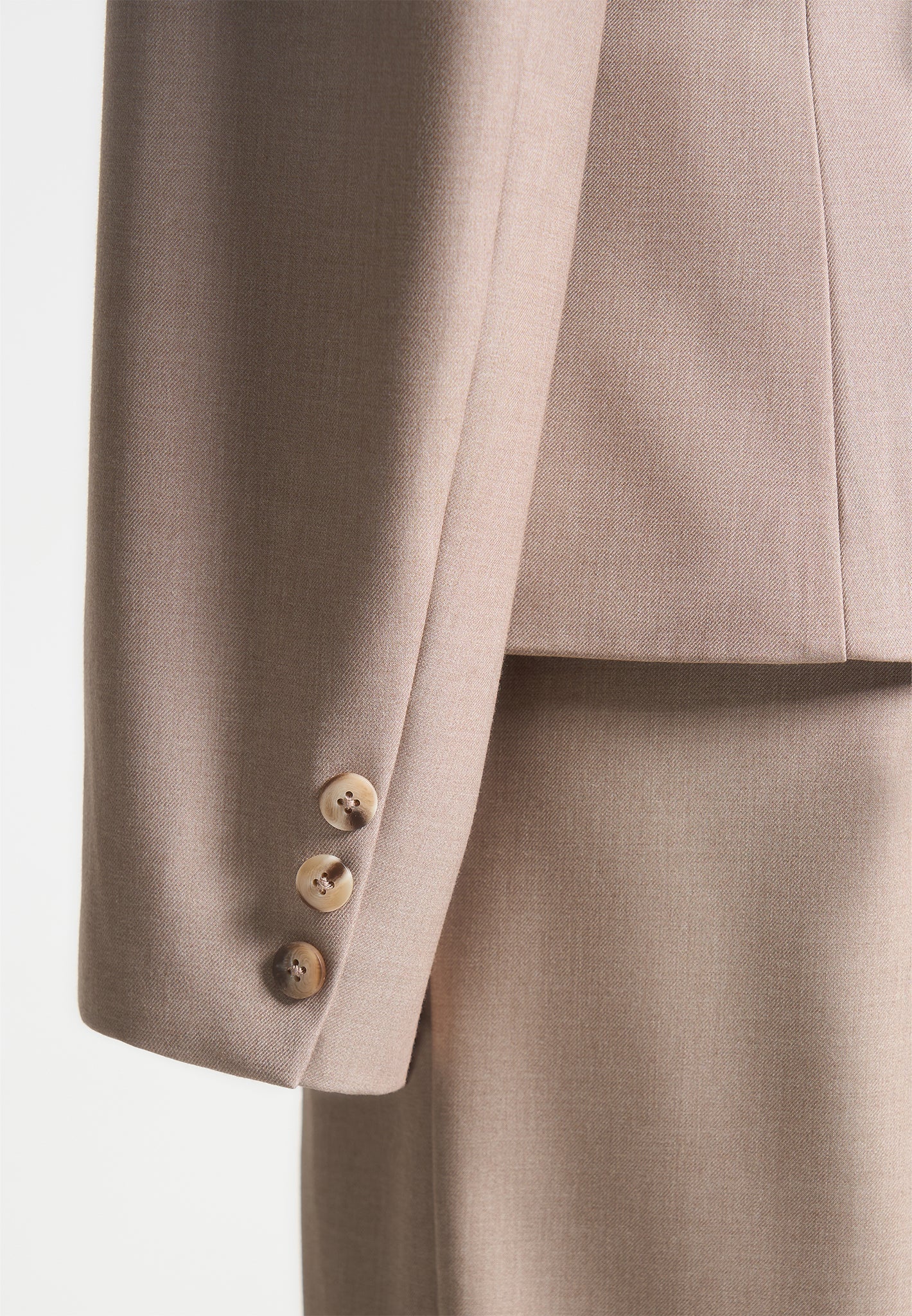 Wide Shoulder Tailored Blazer with Twin Belt - Beige - Image 7