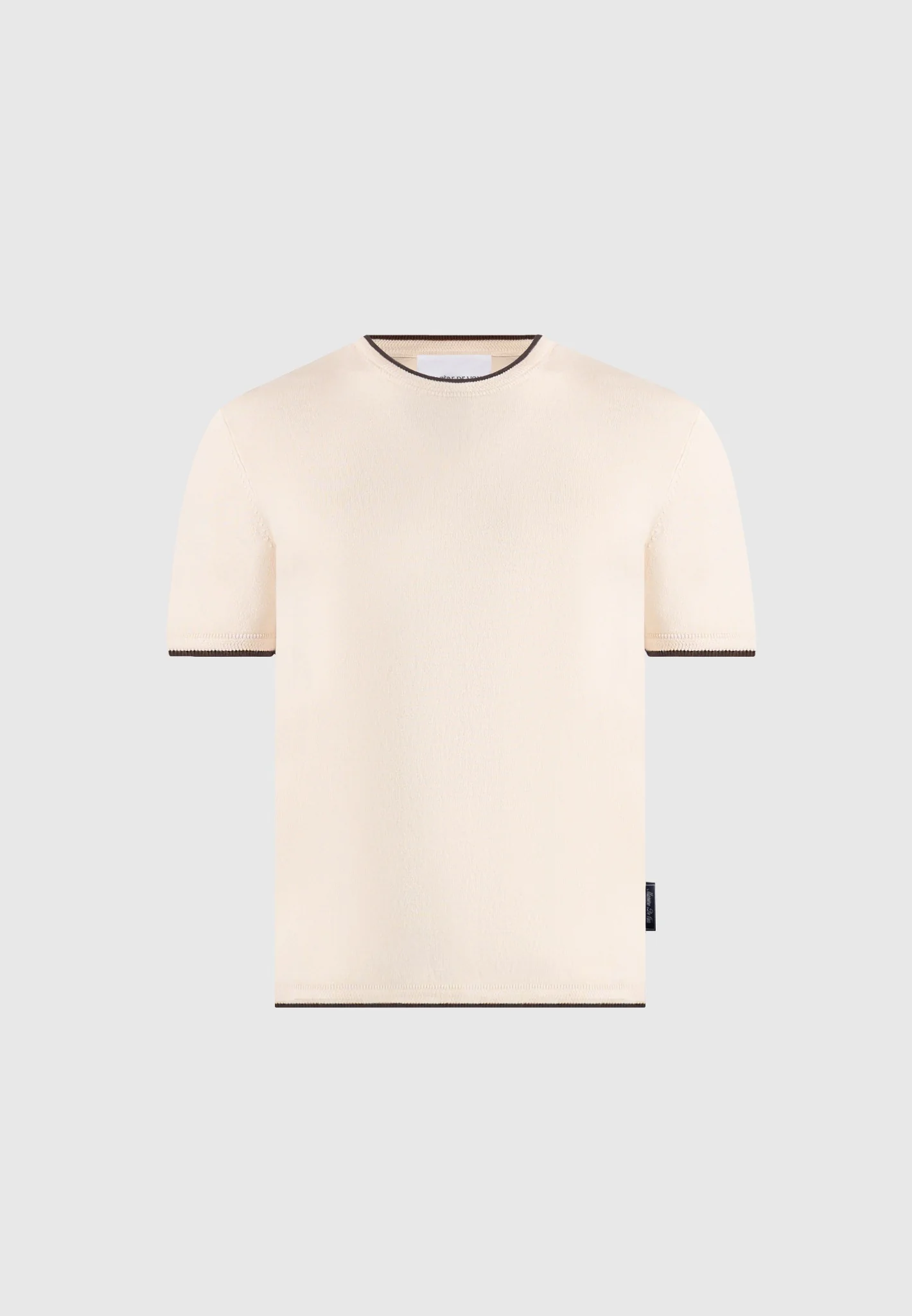 Wyatt - Contrast Knit T-Shirt - Cream - Image 5