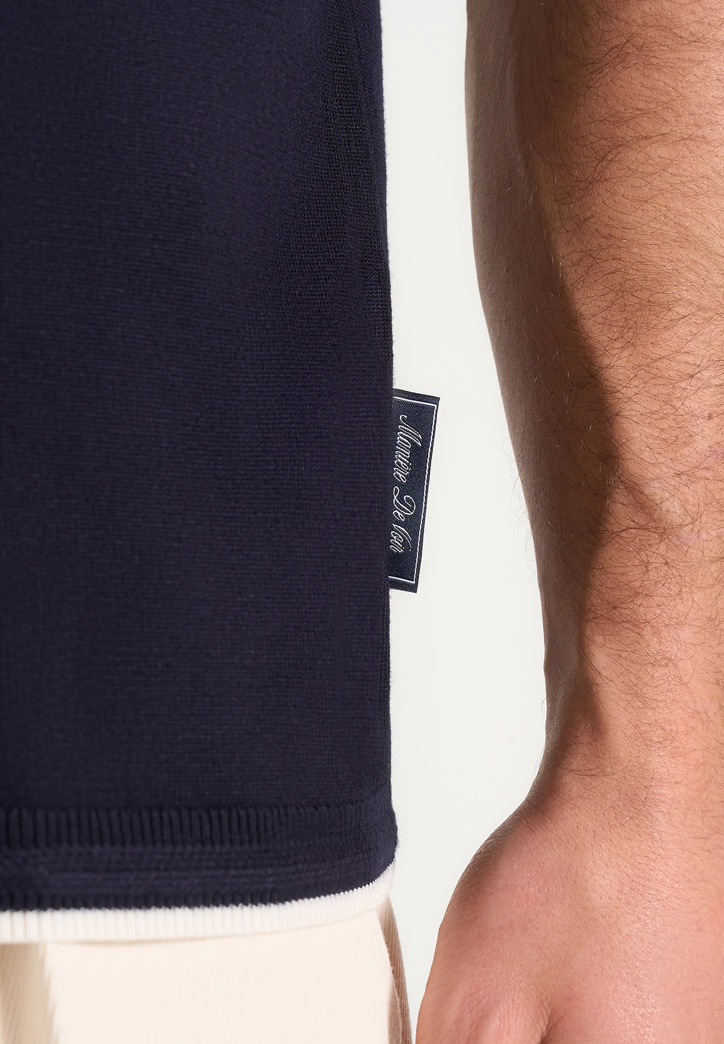 Wyatt - Contrast Knit T-Shirt - Navy - Image 4