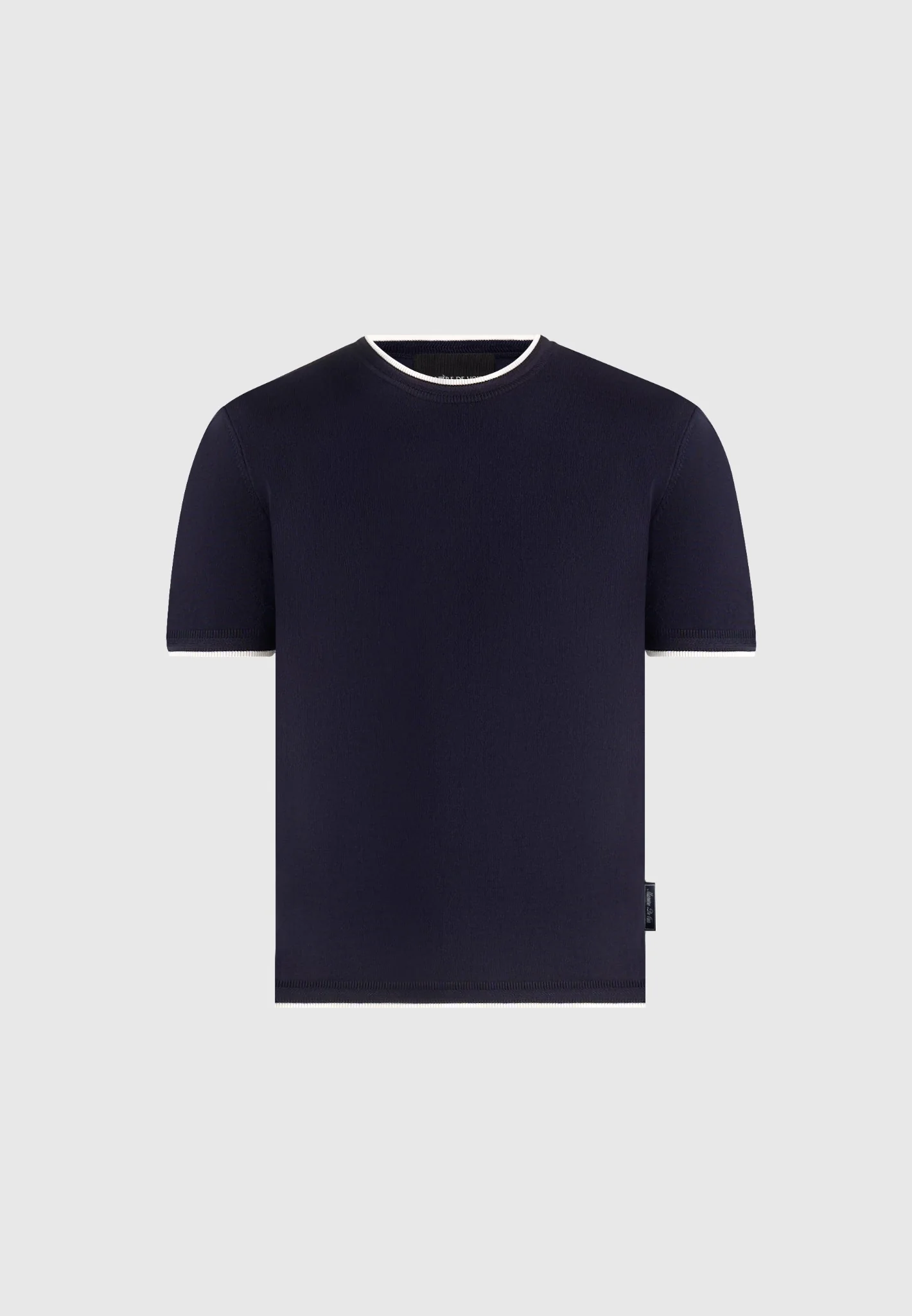 Wyatt - Contrast Knit T-Shirt - Navy - Image 5