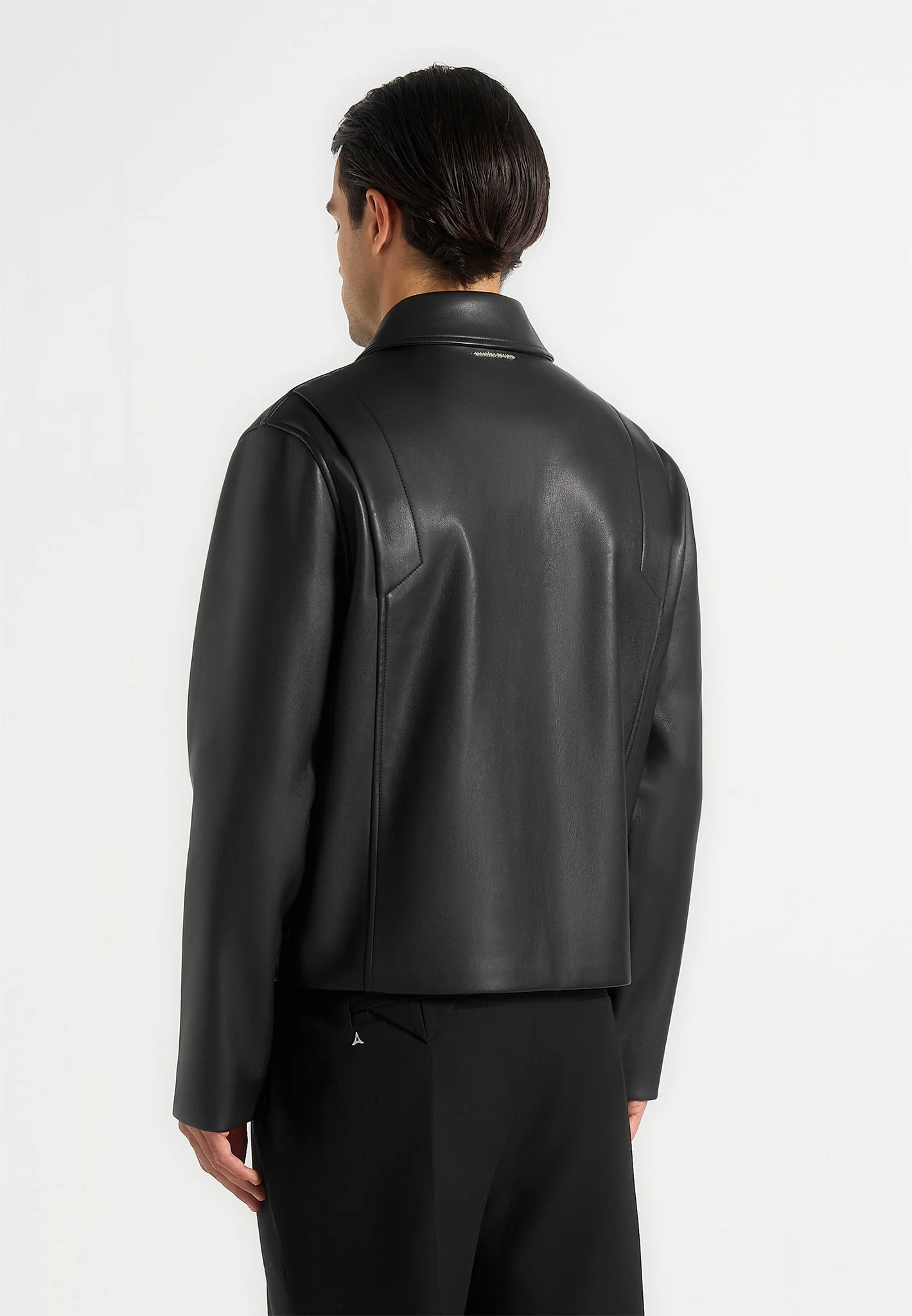 Yves - Minimal Leather Jacket - Black - Image 4