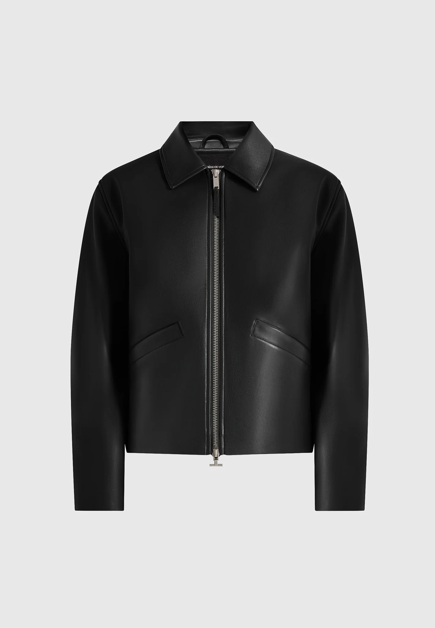 Yves - Minimal Leather Jacket - Black - Image 6