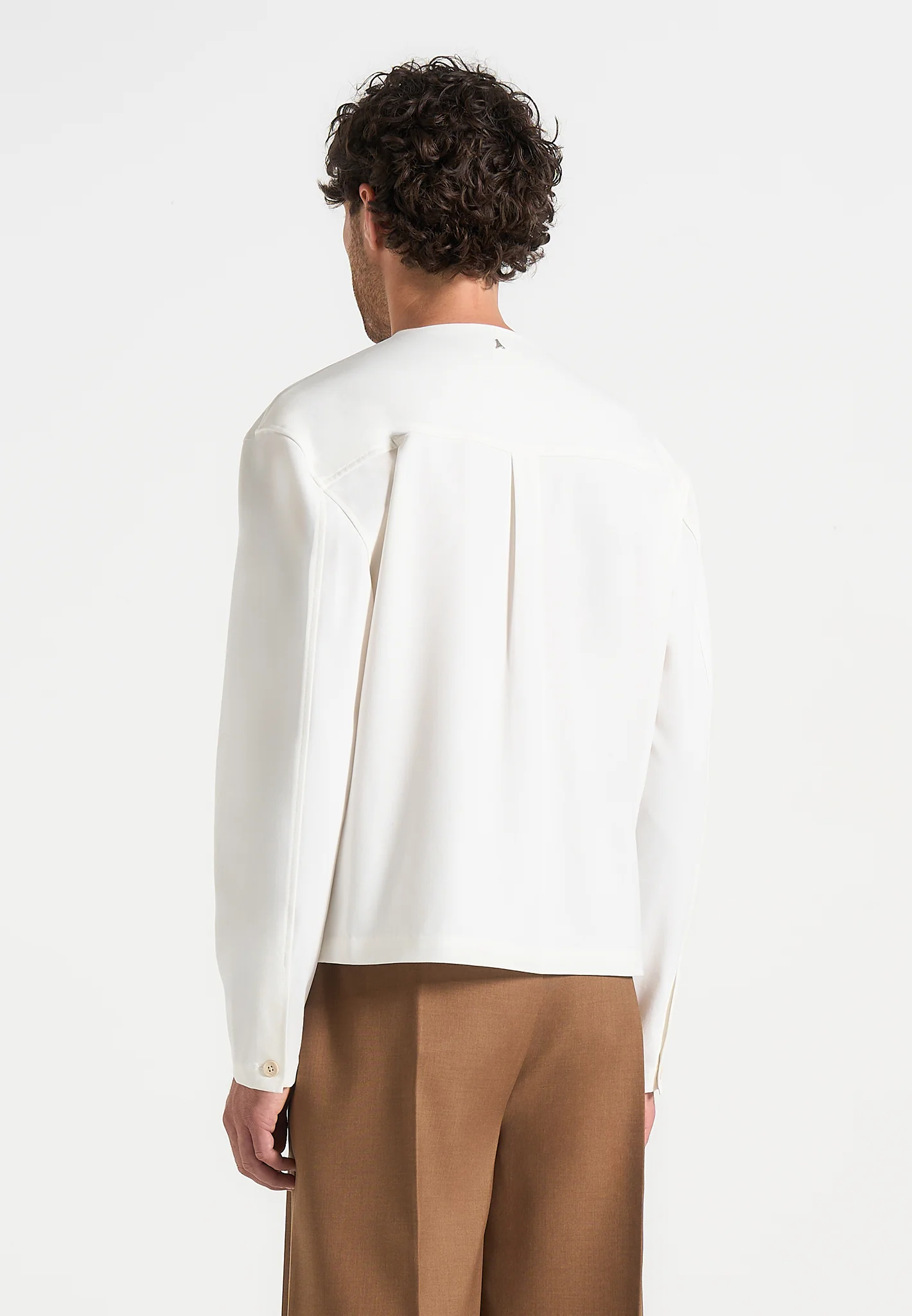 Zac - Boxy V-Neck Long Sleeve Shirt - White - Image 4