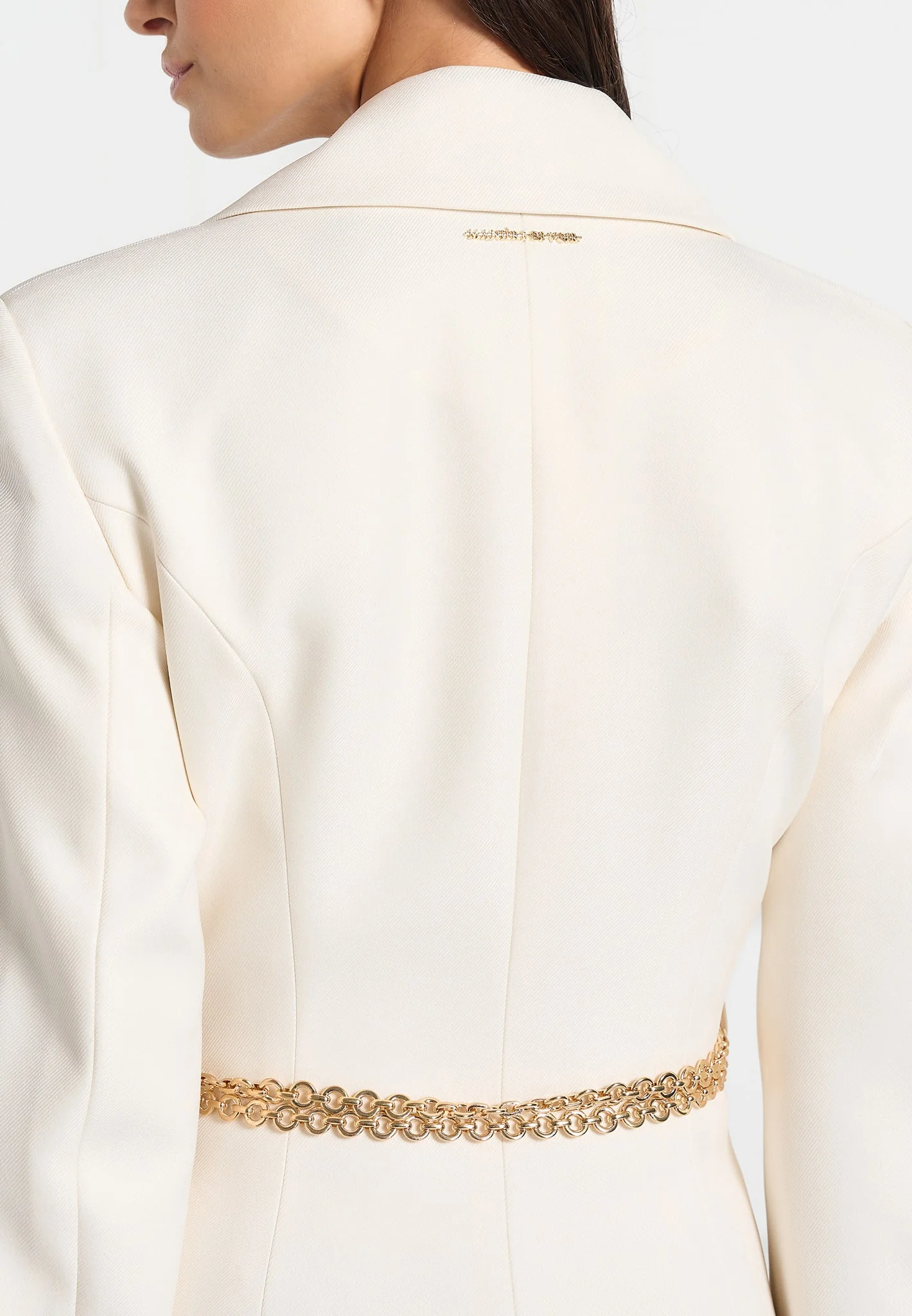 Zara - Double Breasted Blazer Dress With Chain - Off White - Image 4