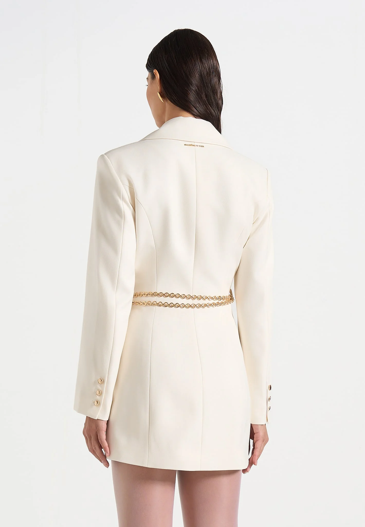 Zara - Double Breasted Blazer Dress With Chain - Off White - Image 5